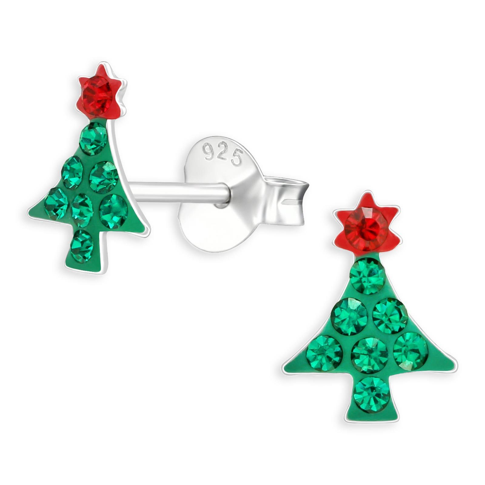 Monkimau Ohrring-Set Tannenbaum Ohrringe aus 925 Silber, Hypoallergen