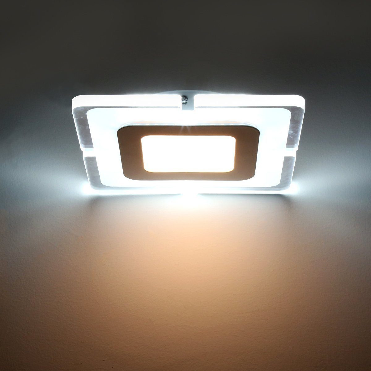 LETGOSPT Deckenleuchte cm, integriert, Deckenpaneel IP44 + LED Wasserfest Deckenleuchte Kaltweiß 1500 eckig Lumen, fest Deckenlampe Lampen, Innen Ultradünne 20x20 Außen LED Warmweiß 18W