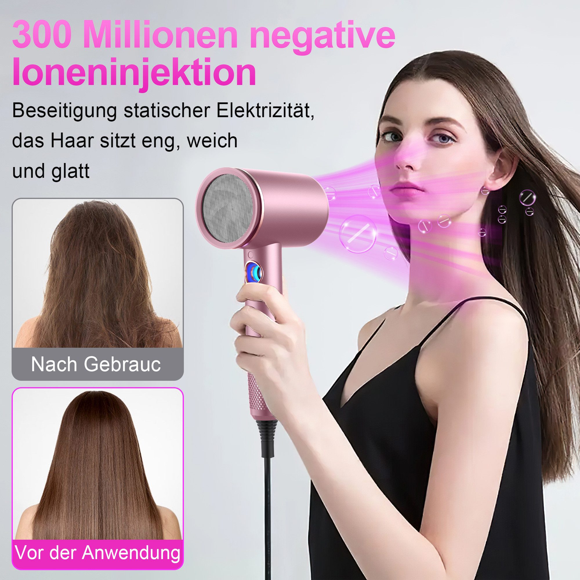 Forrlite Haartrockner 2026 Neues Haartrockner,Föhn Ionen mit Diffusor 2400W AC Motor, 2400 W, 3 Stylingdüsen Professional Ionen Haartrockner Haartrockner, Haart – Bild 5 von 5