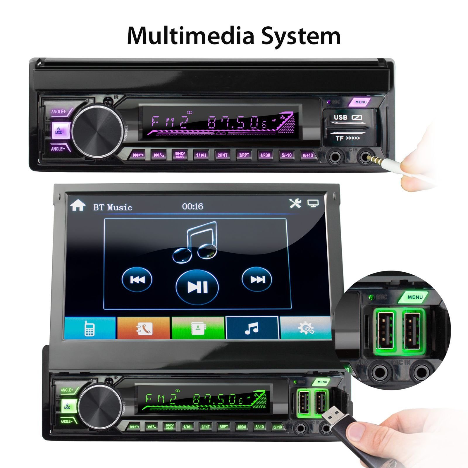 7 Autoradio Autoradio Touchscreen Bildschirm Zoll XOMAX Bluetooth, DIN mit XM-V779 1