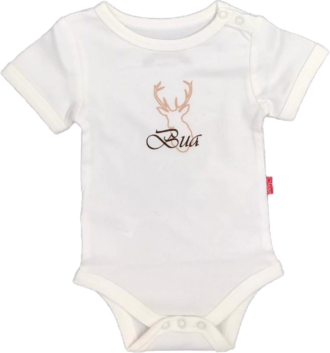 Mogo Kurzarmbody Baby Body "Bua" für Jungen, Kurzarm, 100%Baumwolle, leicht elastisch, an Schulter und Schritt Drucker Druckknöpfe an Schulter und Schritt