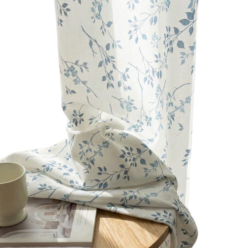 Diwzbyn Vorhang mit Stangendurchzug, Vorhänge im Vintage-Blumendesign, Landhausstil (1 St), Scheibengardine für Schlaf-, Spiel- und …