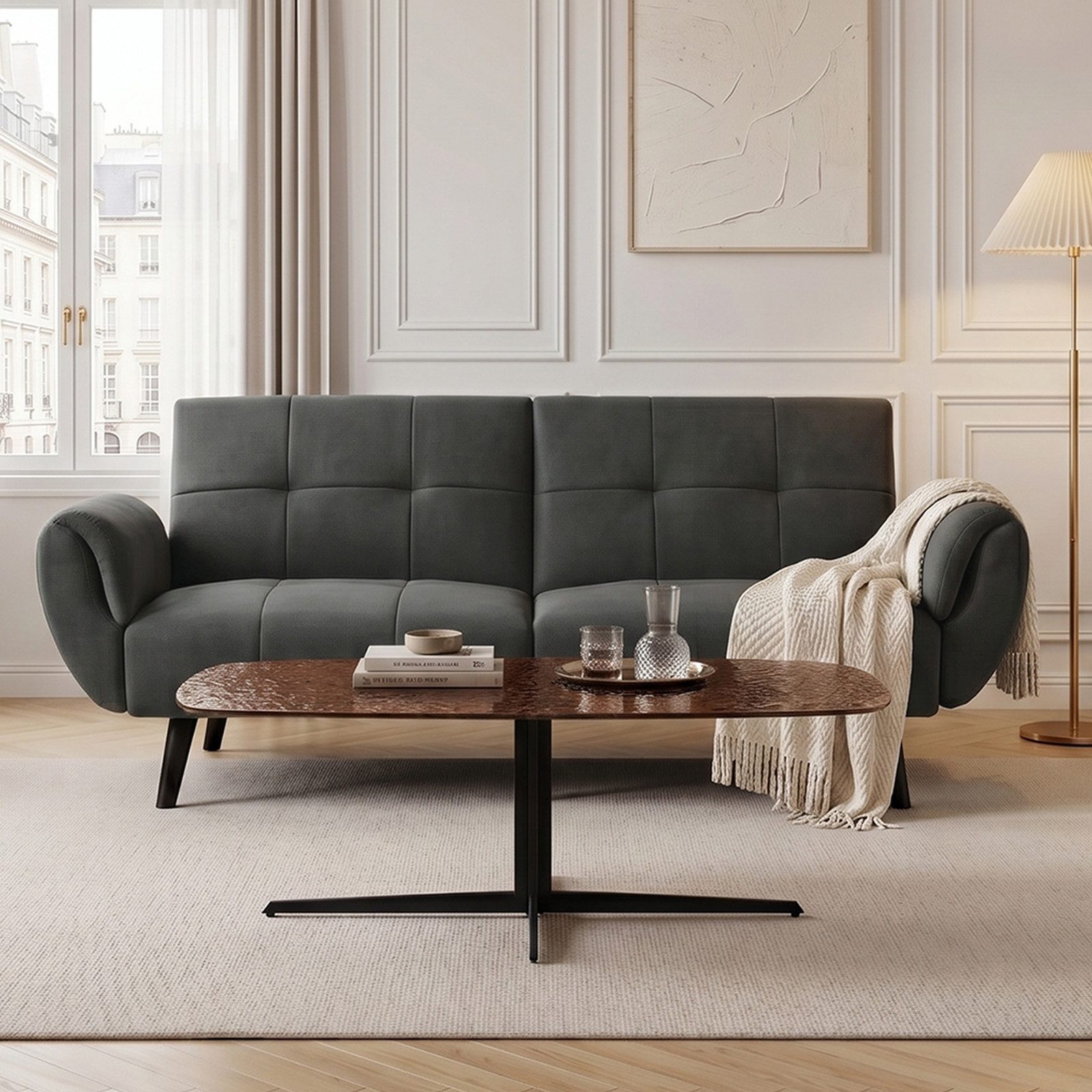 Jiexi 3-Sitzer Sofa Mit Schlaffunktion, Klappsofa Sofa 3 Sitzer, Geeignet Wohnzimmer