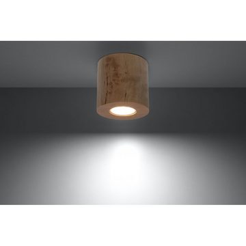 SOLLUX lighting Deckenleuchte Deckenlampe Deckenleuchte ORBIS Natural Holz, 1x GU10, ca. 10x10x10 cm