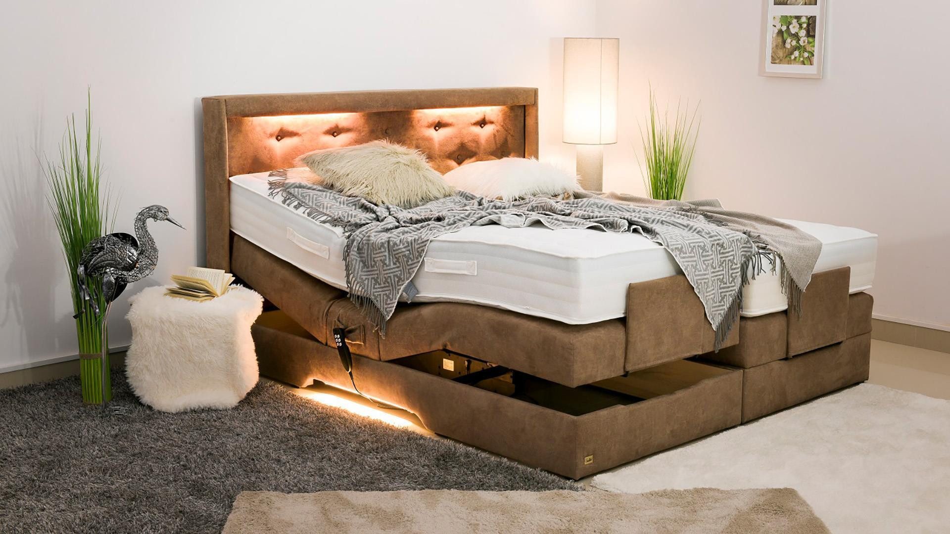 PAARA Boxspringbett Paris elektrisch verstellbar mit Motor LED alles, mit einzigartigem Belüftungssystem