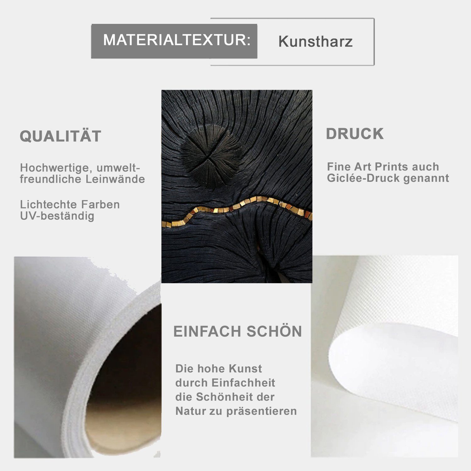 TPFLiving Kunstdruck (OHNE RAHMEN) Poster - Leinwand - Wandbild, Abstrakte Retro Motive Nordic Art - (6 Motive in 9 Größen zur Auswahl), Farben: Gold und Braun - Größe: 10x15cm