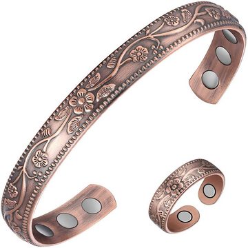 Lubgitsr Armreif Kupfer-Magnetarmband für Damen, massives reines Kupfer (2-tlg)