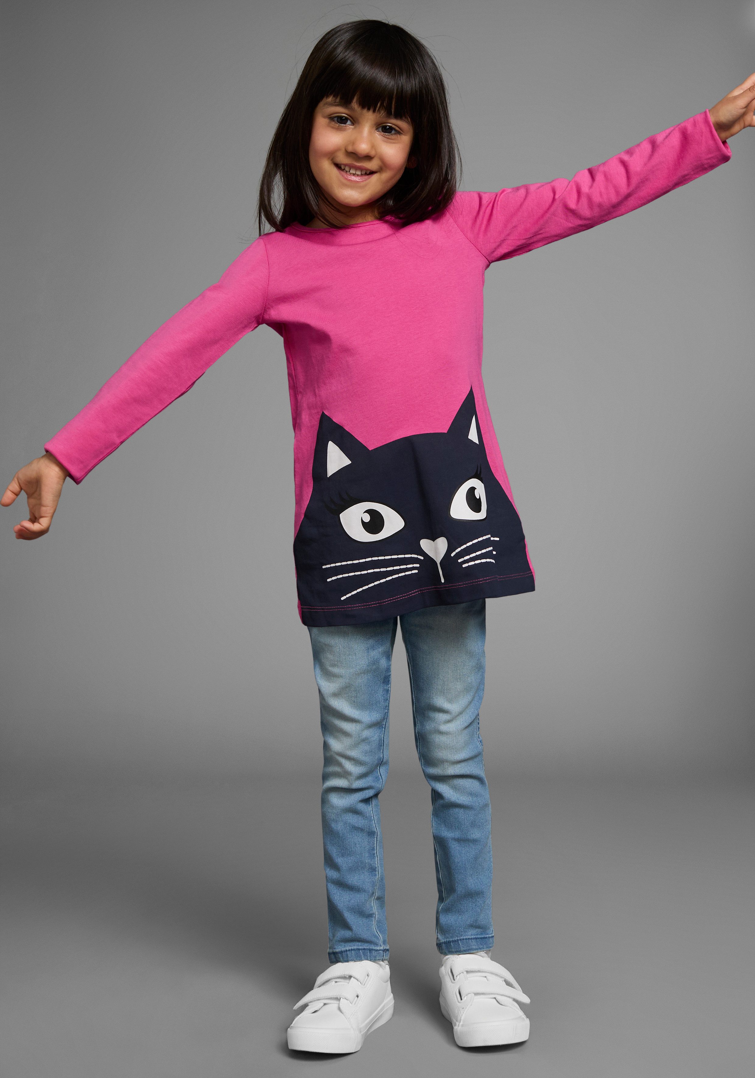 KIDSWORLD Langarmshirt für kleine Mädchen (2-tlg., 2er-Pack) Langarm, lässige Passform – Bild 5 von 5