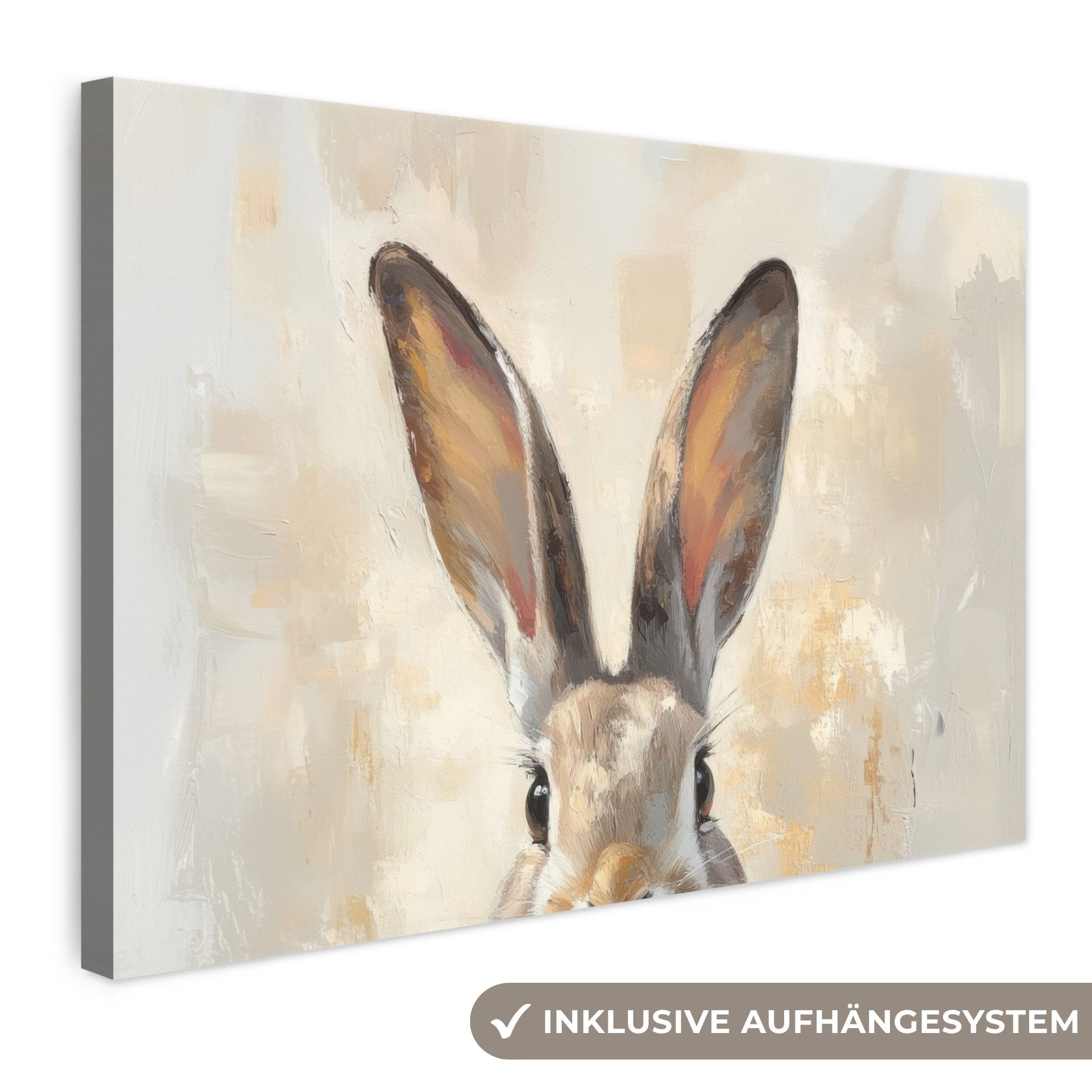 OneMillionCanvasses® Leinwandbild Hase - Ohren - Braun - Ostern Deko, Fotodruck (1 St), Leinwand Bilder Klein, Wand Dekoration Aesthetic 30x20 cm