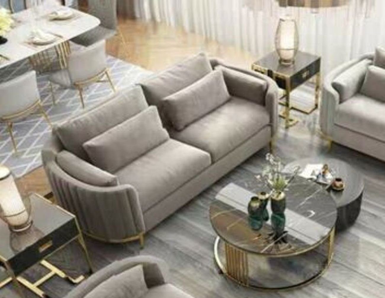 JVmoebel 3-Sitzer Dreisitzer Couch Polster Design Sofa 3er Sitz Sofas Zimmer Grau, Made in Europe