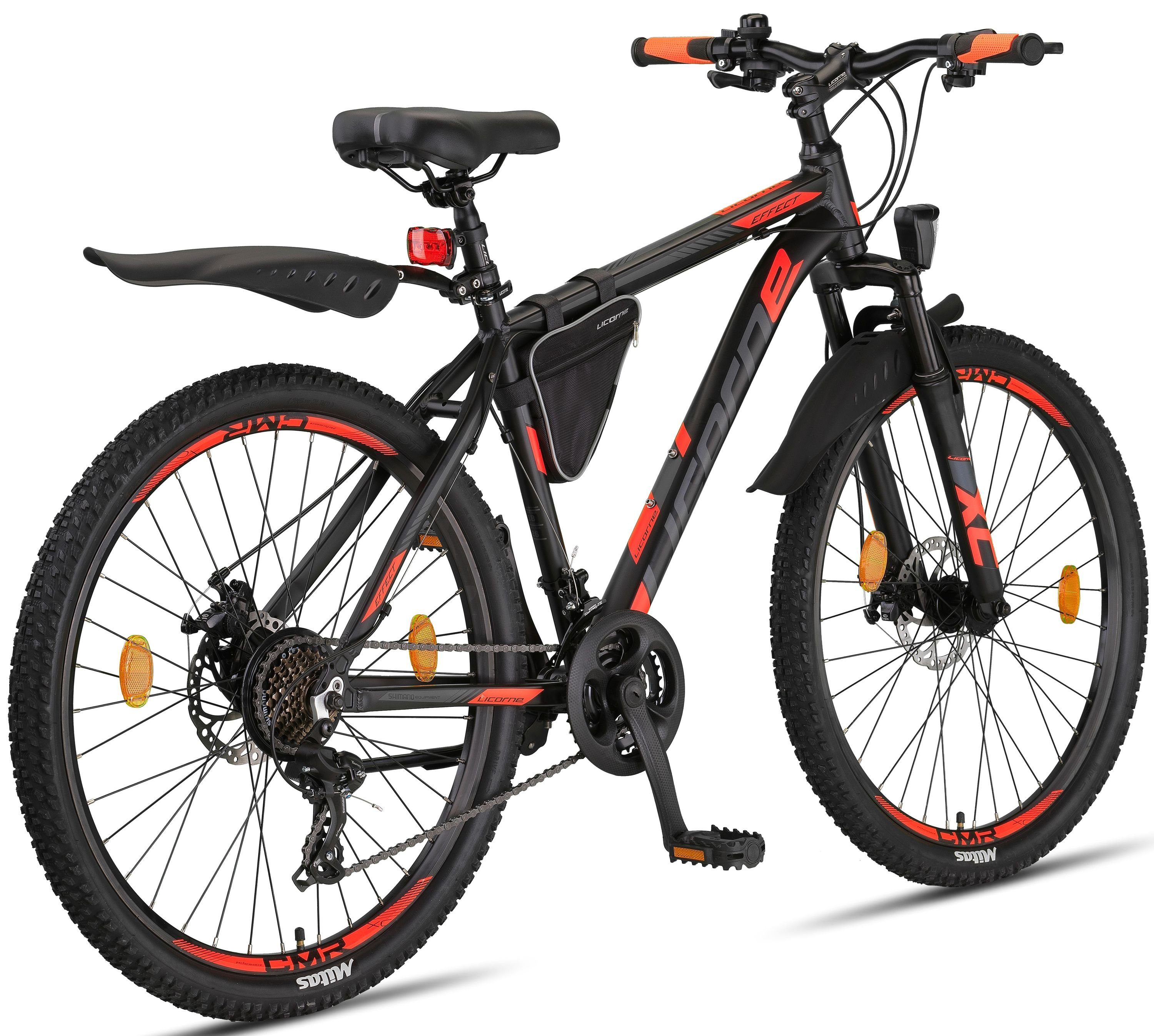 27,5 in und Effect Mountainbike 29 Bike Zoll Mountainbike Premium Schwarz/Orange Licorne Licorne (2xDisc-Bremse) 26, Bike