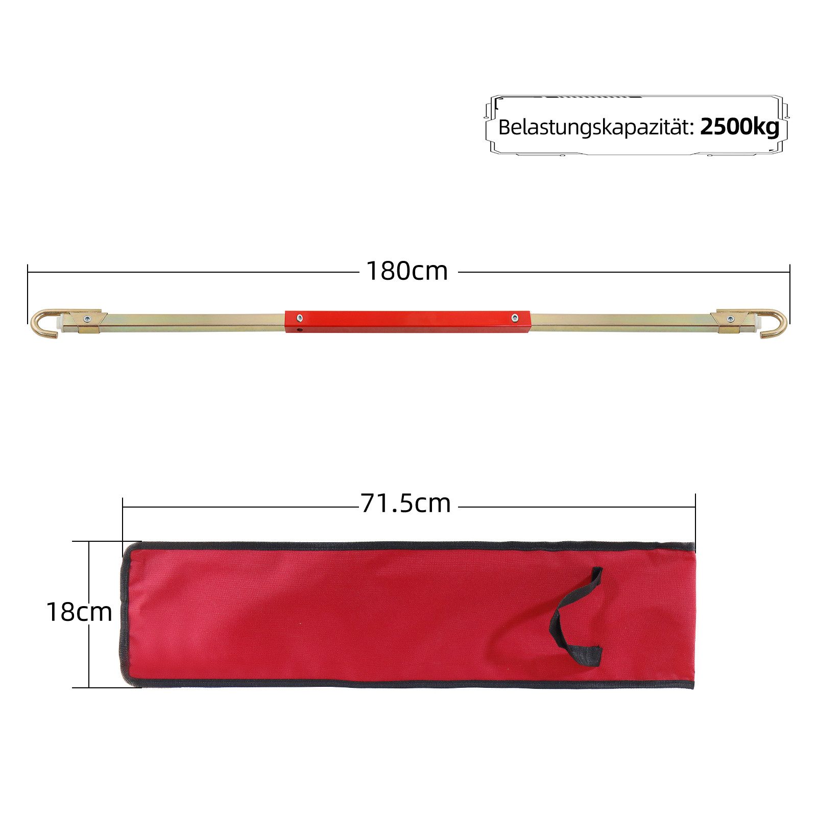 CCLIFE Abschleppseil Abschleppstange Pannenhilfe für Anhängerkupplung PKW LKW Zugkraft 2.5T (set, 3-tlg)