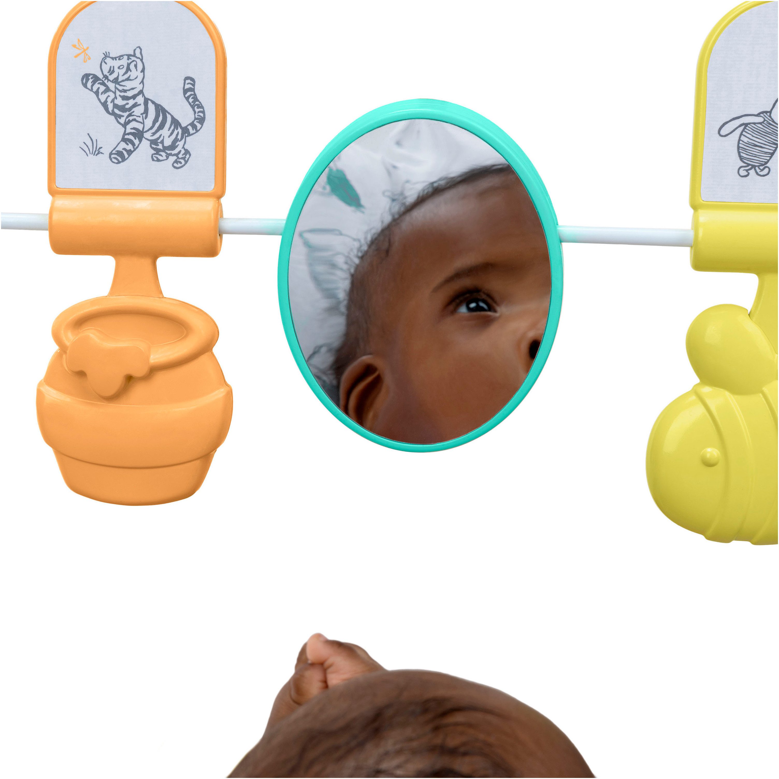 Bright Starts Babywippe Disney Winnie the Pooh Classic Pals Vibrating Bouncer, mit Sound-Effekt