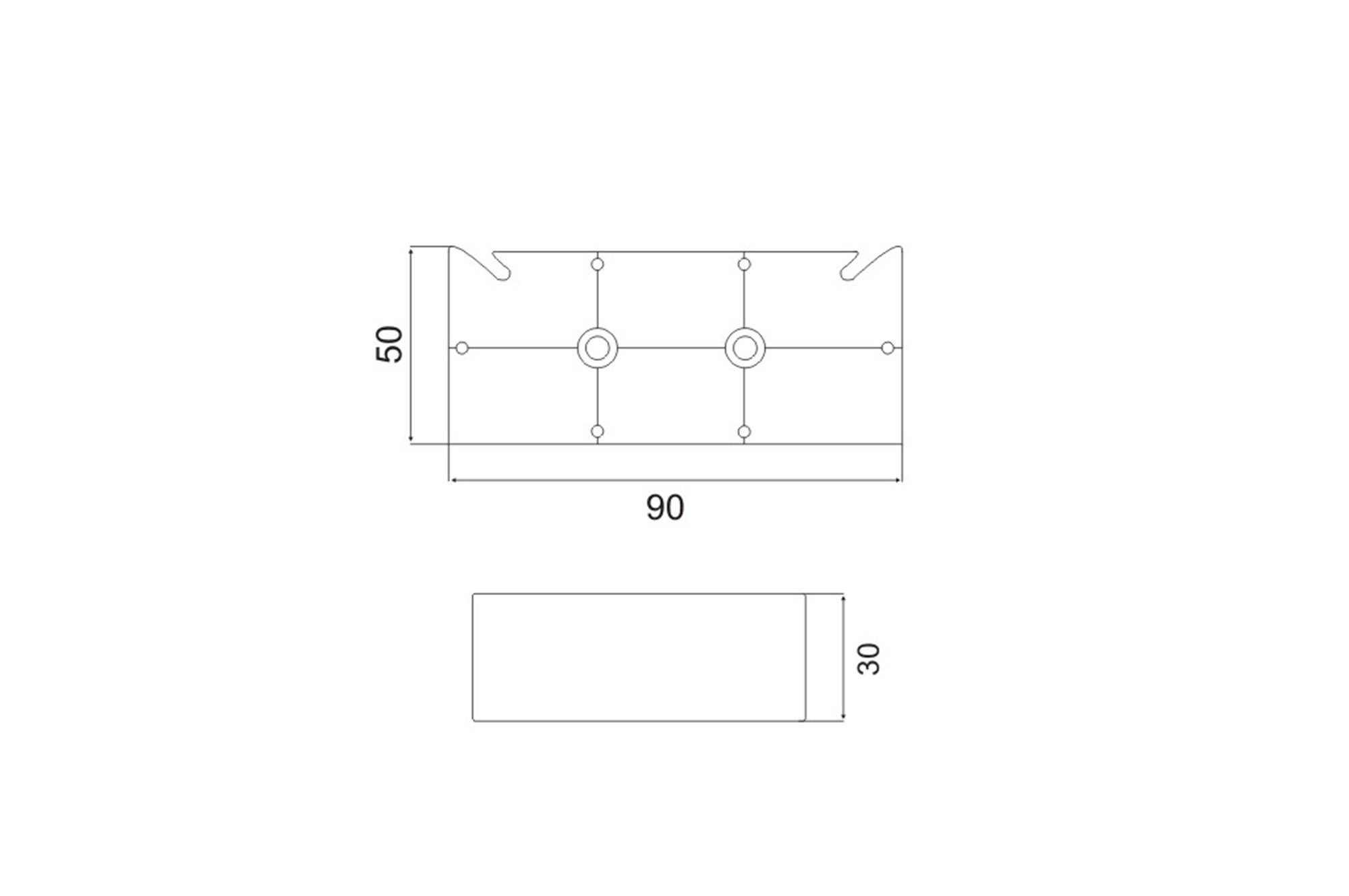 90x50, B&B Chrom Kunststoff Möbelfüße Möbelgleiter (2-St) Polsterfuß Möbelfuß