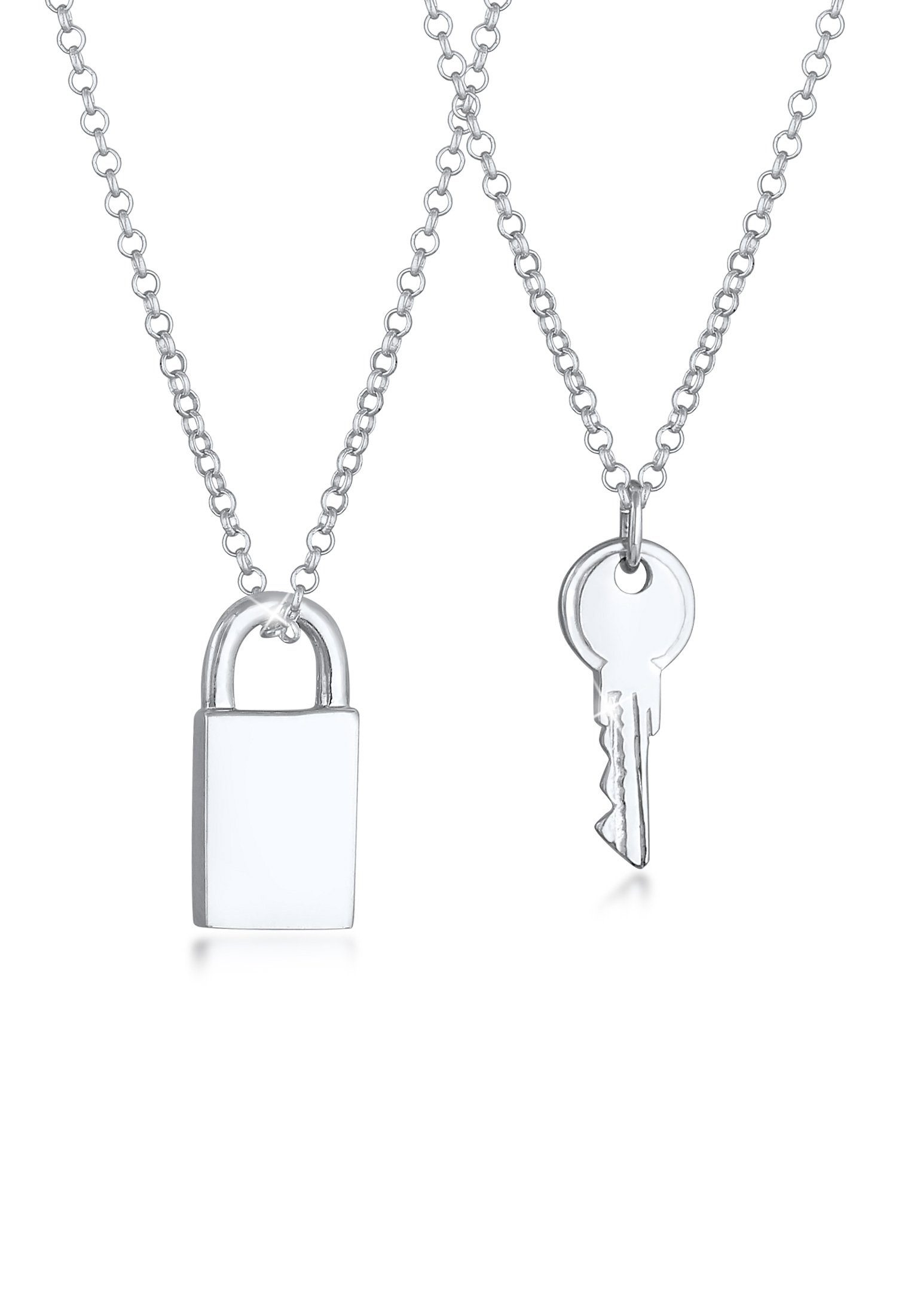 Ketten-Set Partnerkette Schloss Schlüssel Liebe 925er Silber