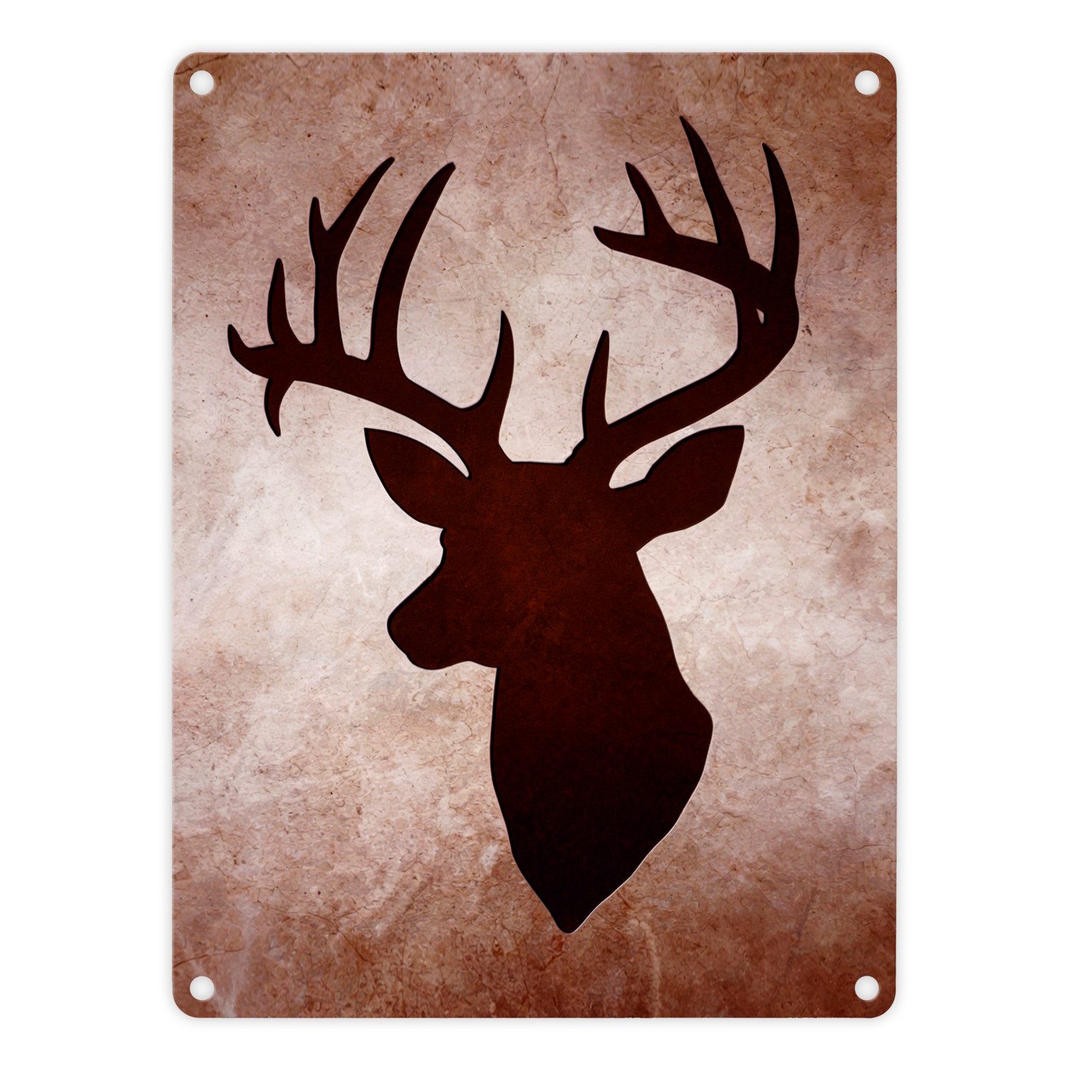speecheese Metallschild Hirschkopf Silhouette Metallschild in 15x20 cm für Jagdfans