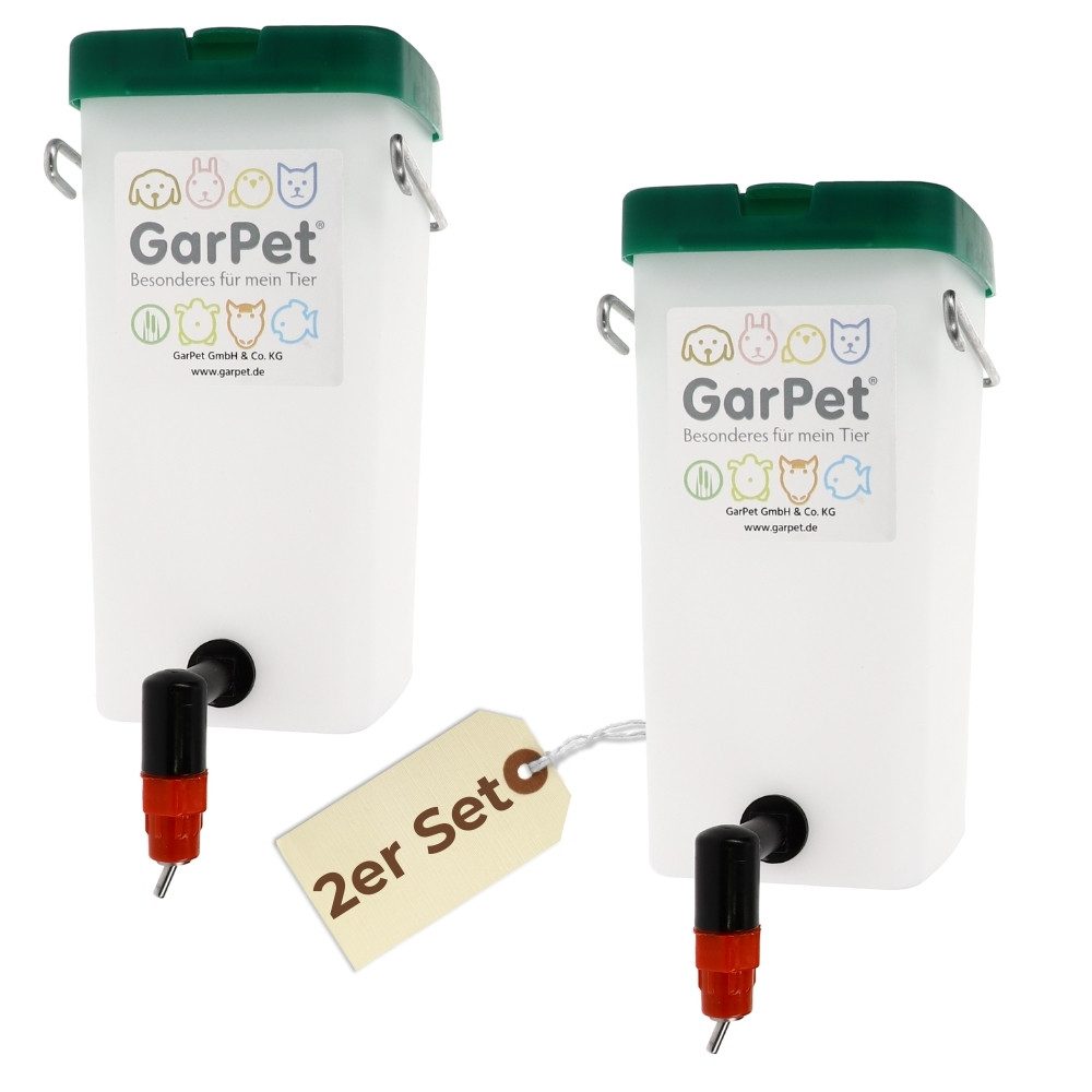 GarPet Wasserspender 2er Set Nippeltränke 1000ml Kükentränke Trinkflasche Kaninchen Hamster 0.5 l