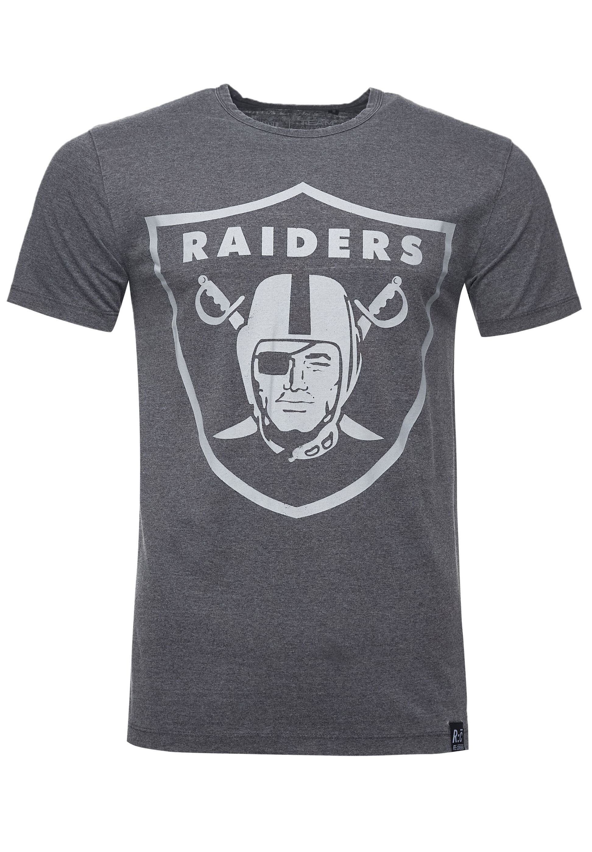 T-Shirt Bio-Baumwolle Raiders GOTS Recovered zertifizierte Classic NFL Kohlegrau Vintage