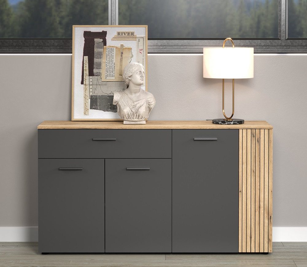 trendteam Sideboard Sideboard Esteban, Anthrazit / Coast Evoke Oak