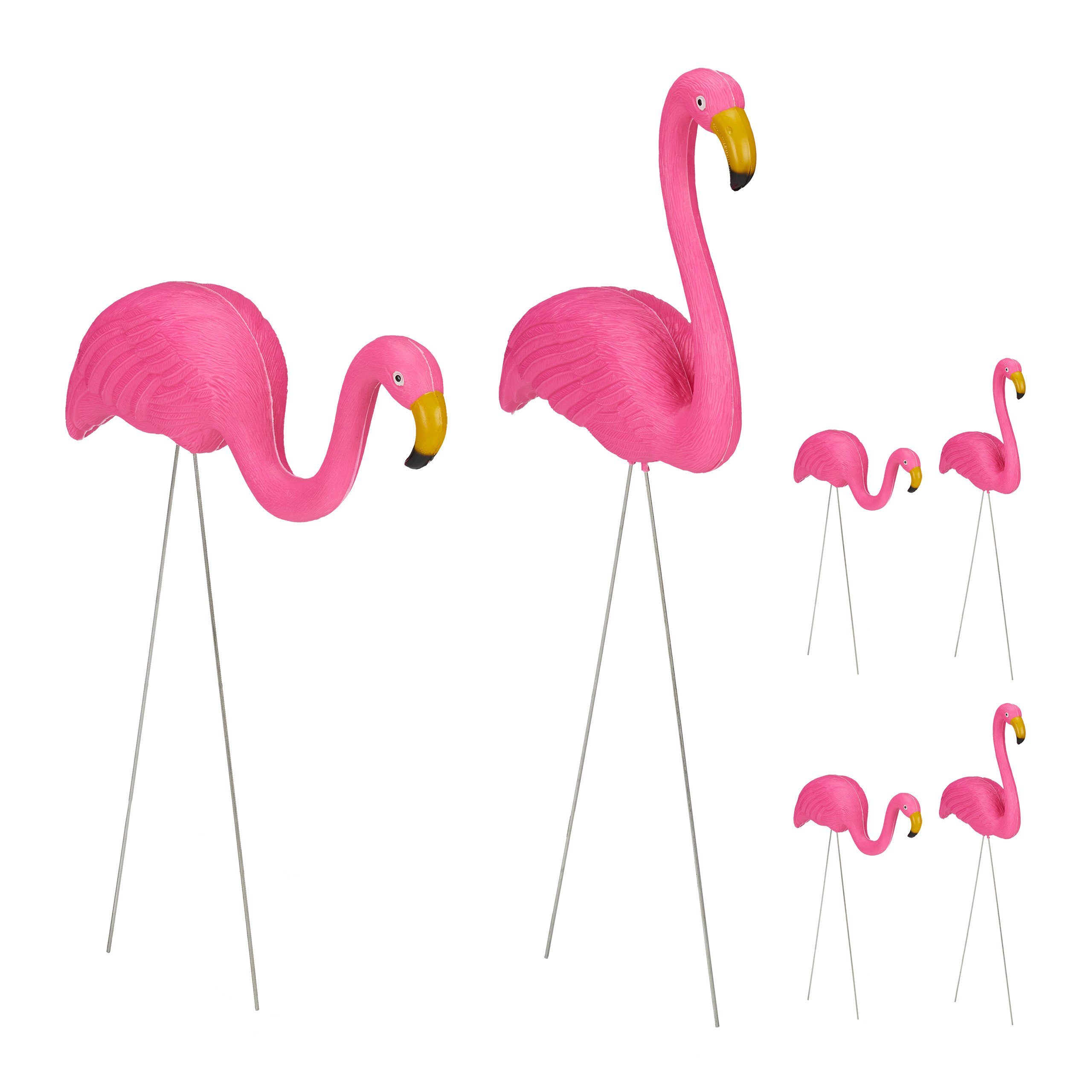 relaxdays Gartenfigur 6 x Flamingo Figur