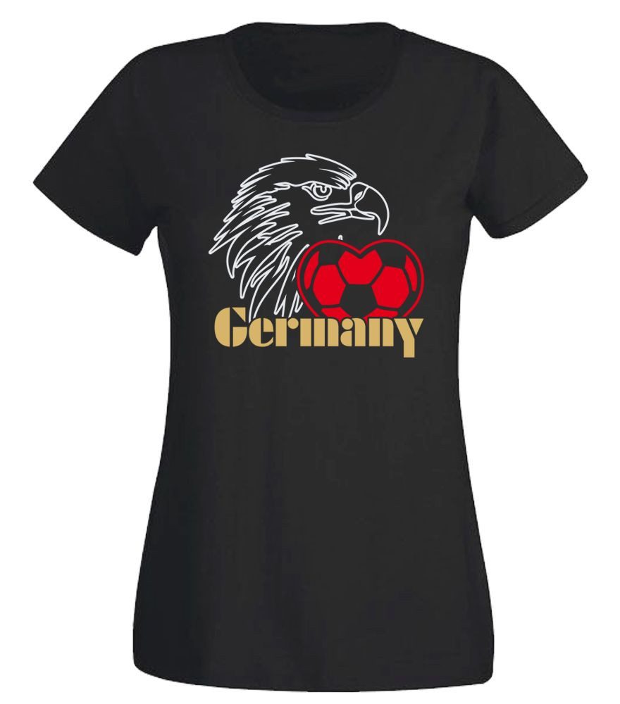 G-graphics T-Shirt Deutschland – Adler – Fussball Slim-fit Damen T-Shirt mit einem Motiv für den echten Fan
