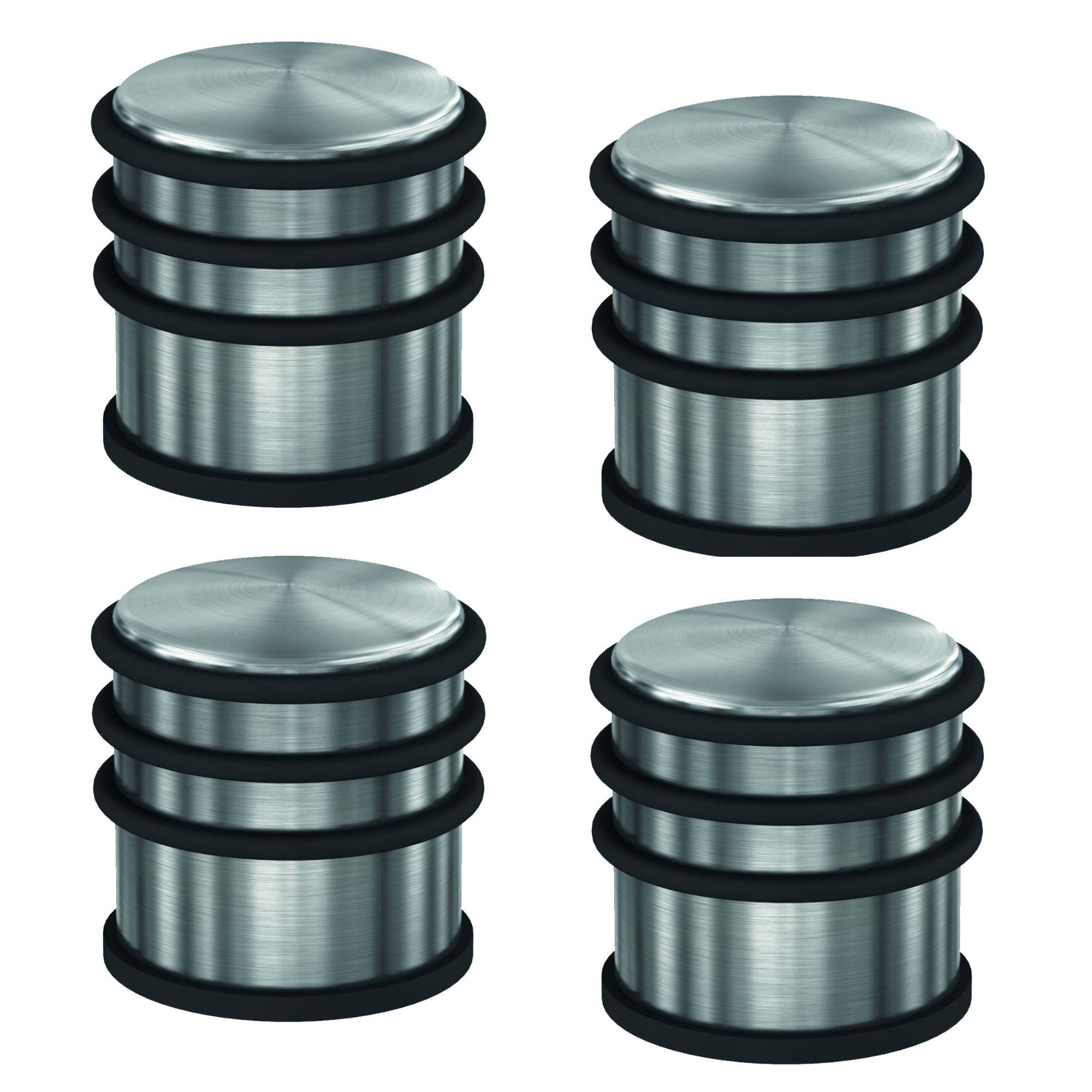 BASI Wandtürstopper Türpuffer, Türstopper (Packung, 4 St), 4er Set, Edelstahl mit Gummi-Schutz, extra schwer, rutschfest, 1 kg von Basi