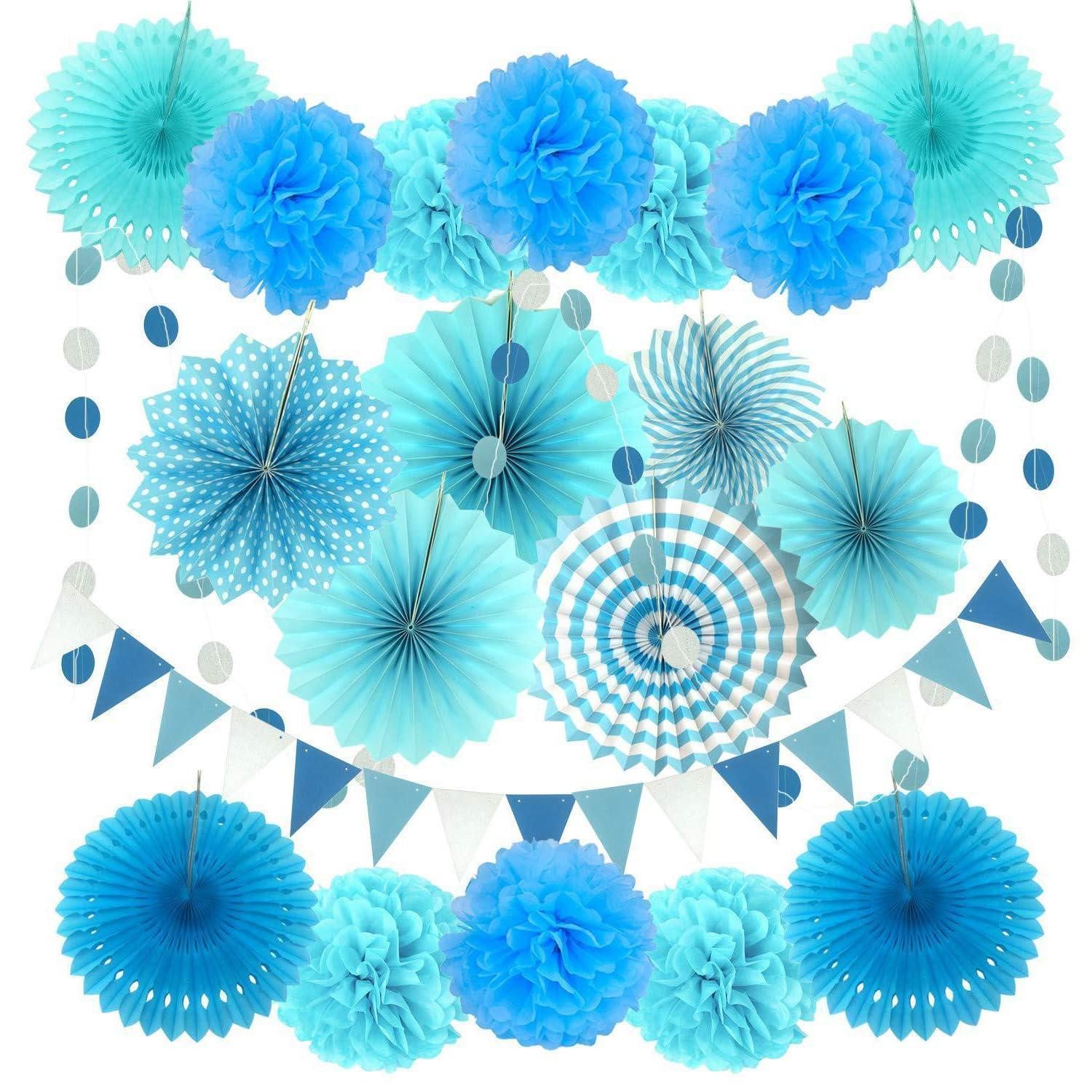 LuxusKollektion Girlande Party Deko Set Papier 20 Teile blau