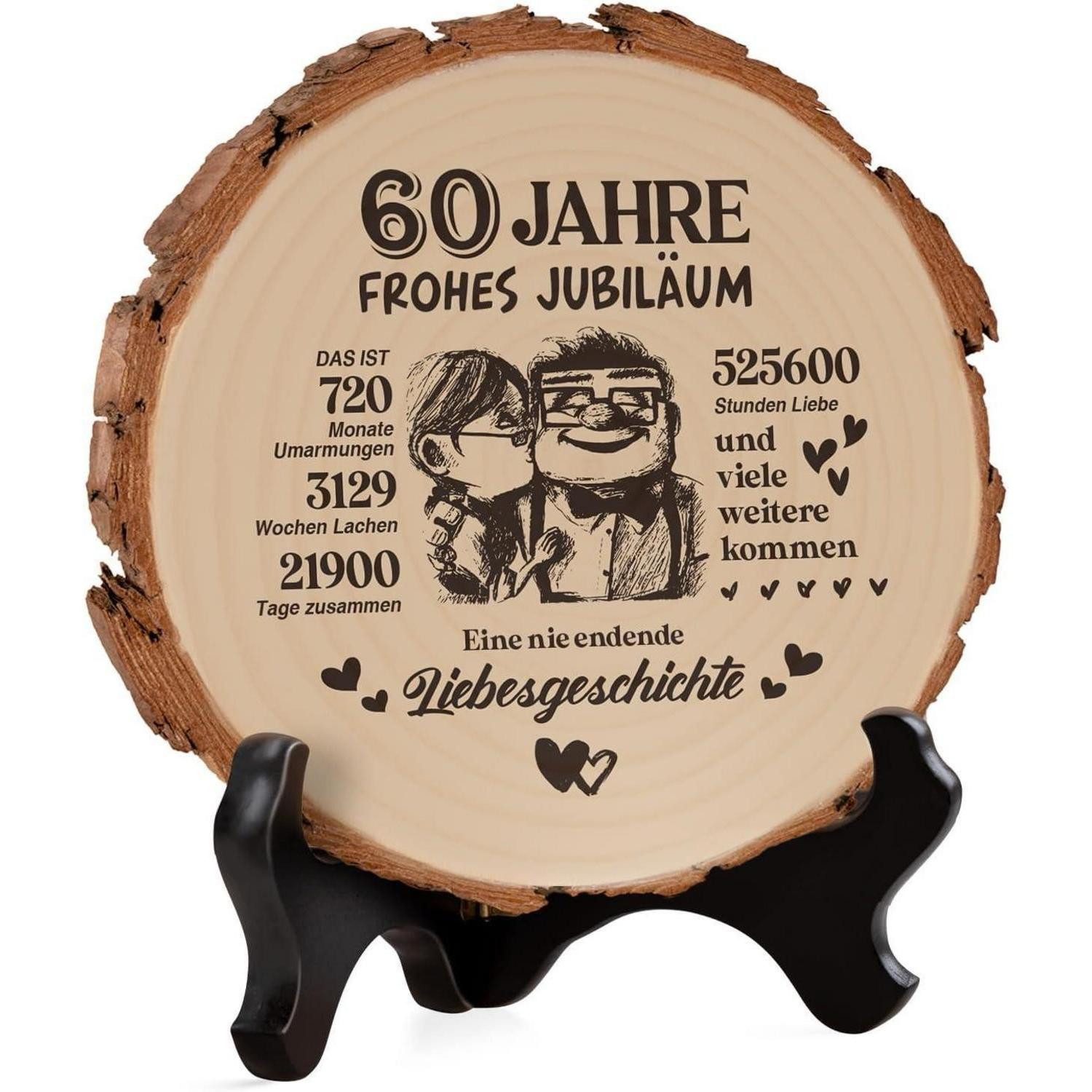 LuxusKollektion Jubiläumskarte Geschenk Diamantene Hochzeit 60 Hochzeitstag Holzplakette 60th