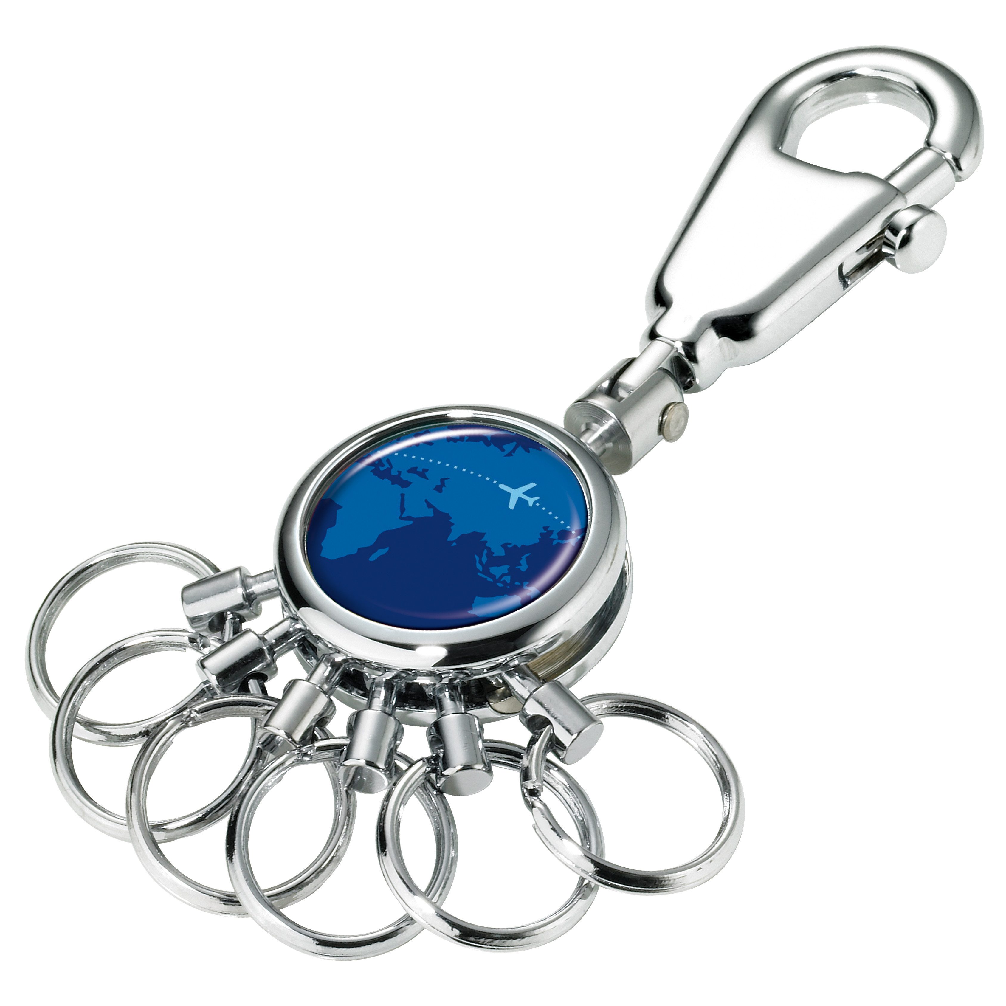 TROIKA Schlüsselanhänger PATENT Dekor mit Karabiner & 6 abnehmbaren Ringen, verschiedene Motive, Fingernagel-sicheres, patentiertes System aus Metall