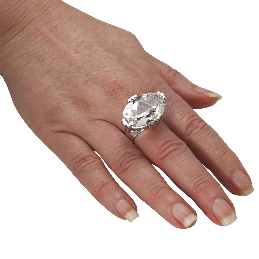 Goldschmiedearbeit Ring "Prongs" 925), 28x19 aus SKIELKA (Sterling Silberring Silber Bergkristall hochwertige DESIGNSCHMUCK mm Deutschland
