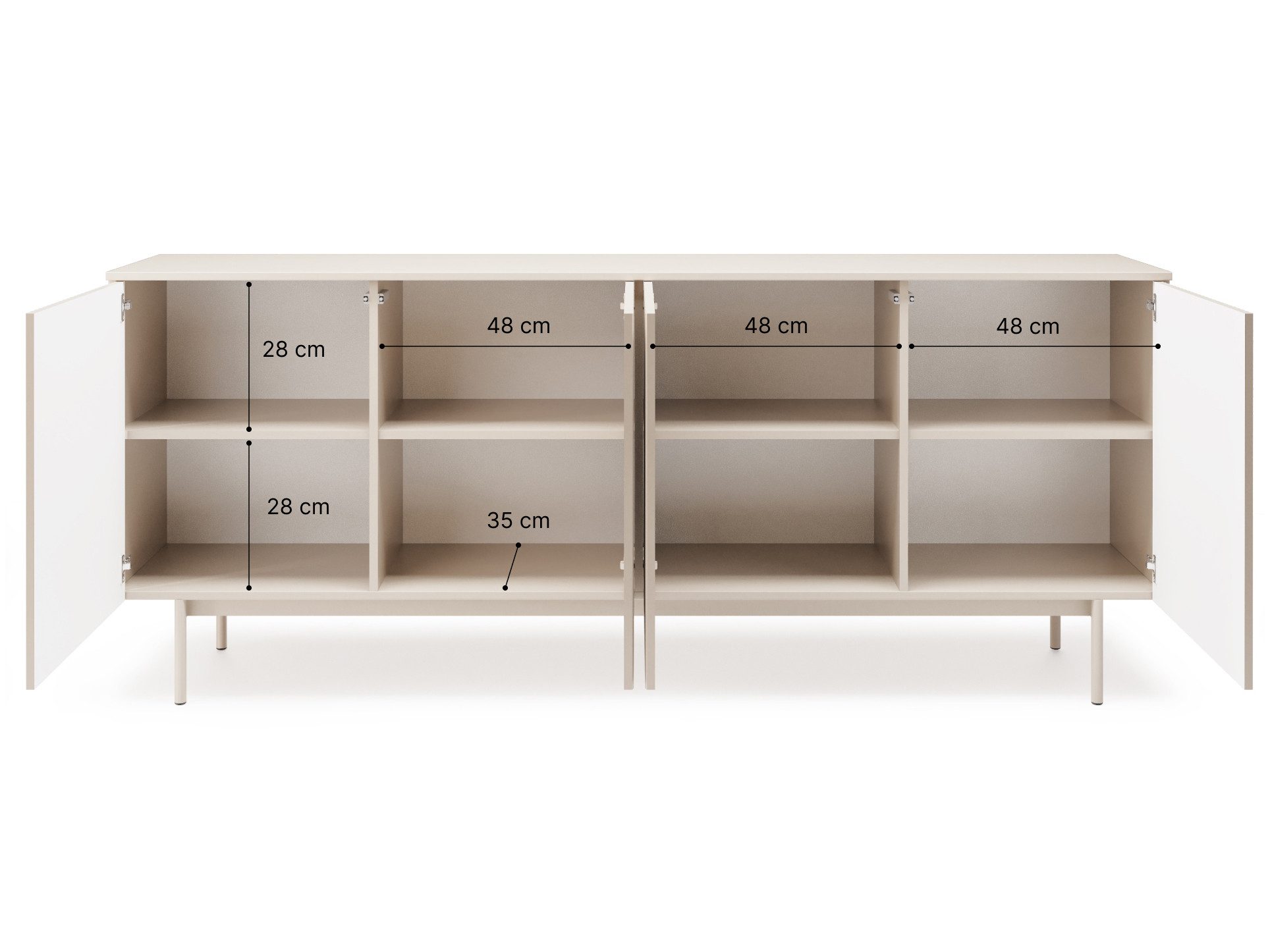 Beautysofa Wohnzimmer-Set SOFT Wohnwand in Kaschmir, (Push-to-Open, Moderne Wohnzimmermöbel, 2-teilig – TV-Schrank Lowboard 200 cm + Kommode Sideboard 200 cm),  – Bild 5 von 5