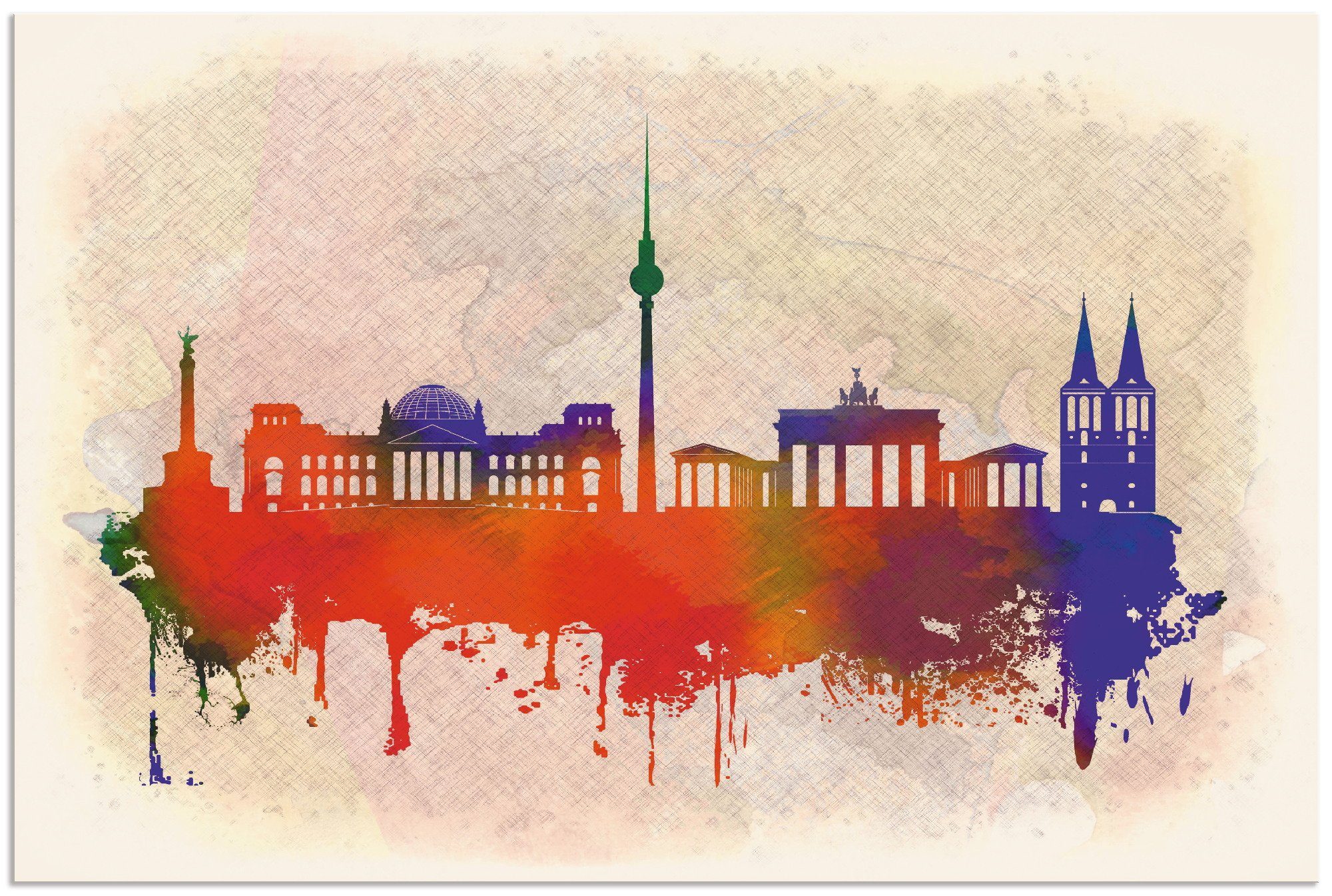 Wandbild in St), Artland oder Alubild, Deutschland als Wandaufkleber (1 versch. Poster Leinwandbild, Größen Berlin Deutschland Skyline,