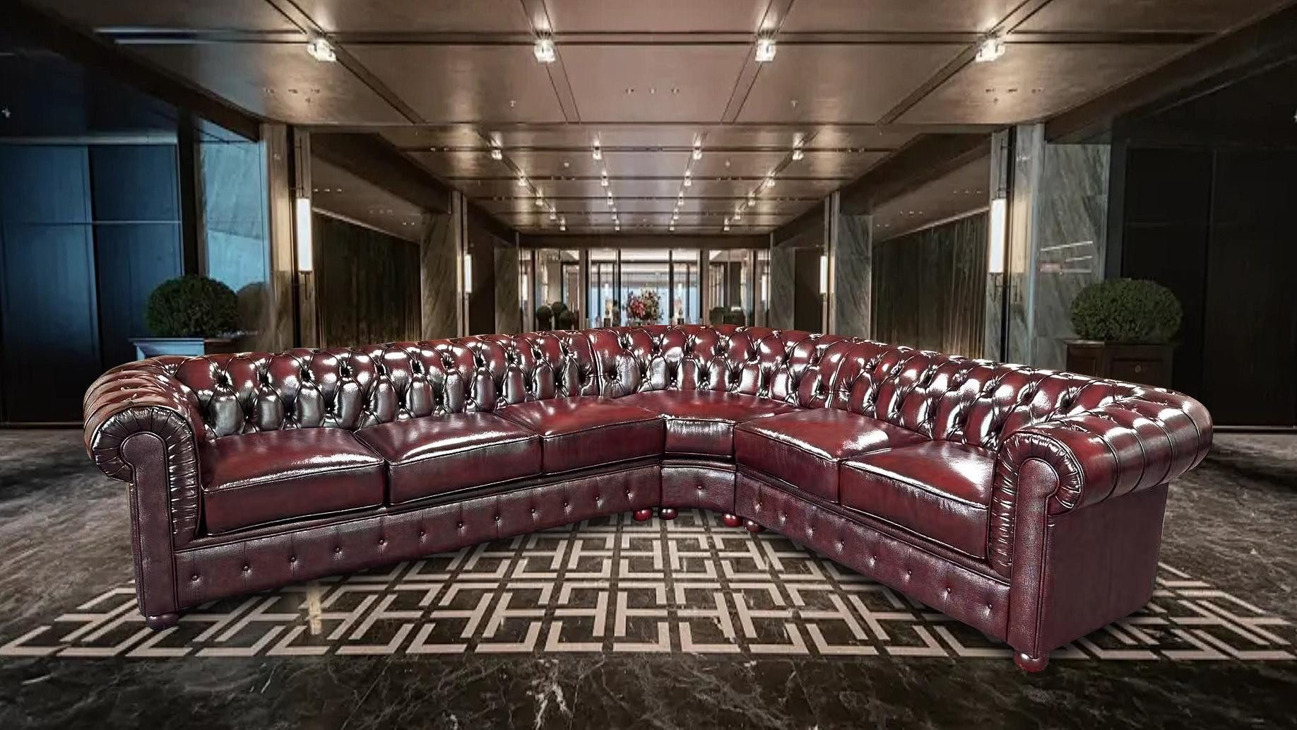 Salottini Chesterfield-Sofa SOFORT LIEFERBAR Chesterfield XL Ecksofa Wohnlandschaft Luton, 3 Teile, Echtleder