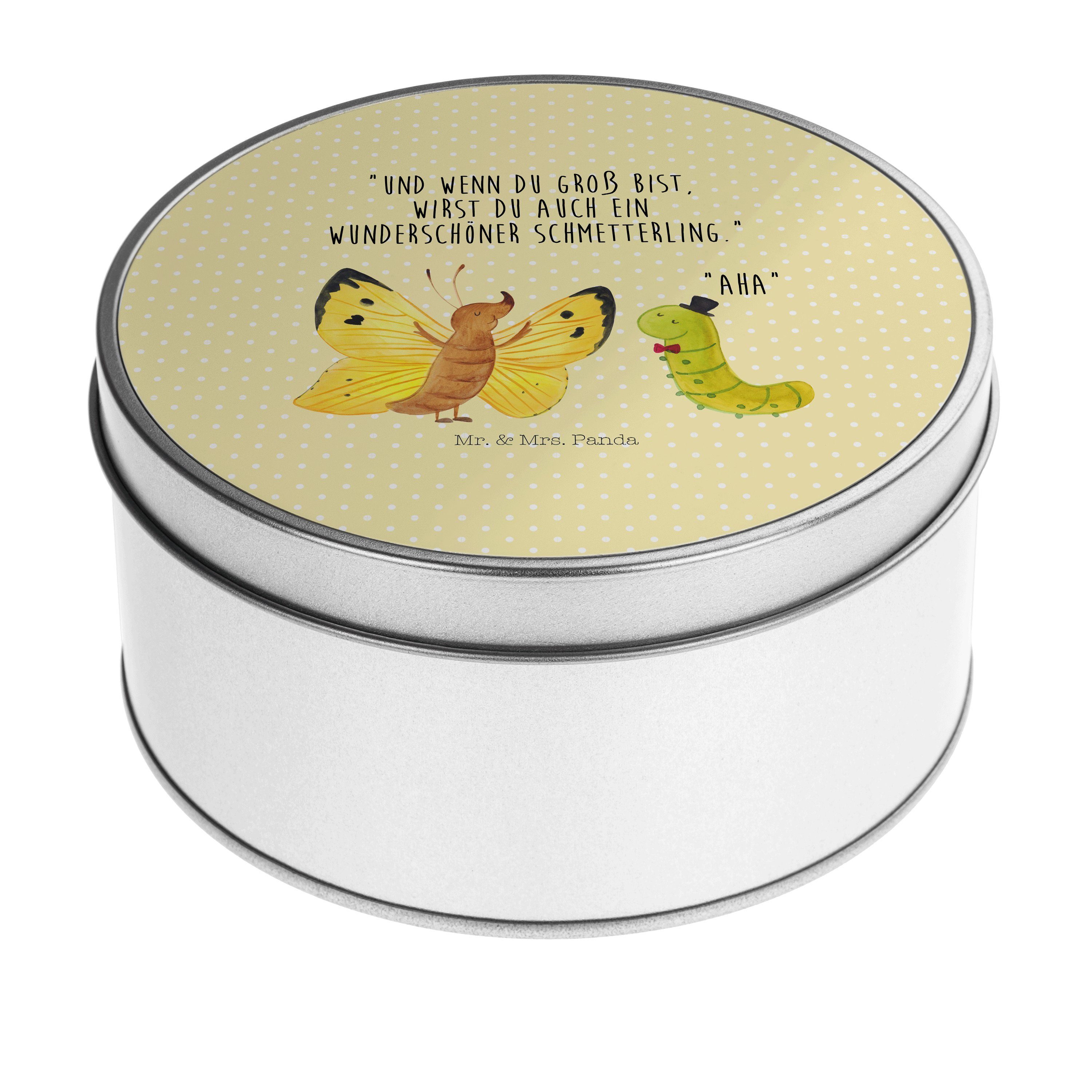 Mr. & Mrs. Panda Aufbewahrungsdose Raupe Schmetterling - Gelb Pastell - Geschenk, Zitronenfalter, Vorrat (1 St), Besonders glänzend