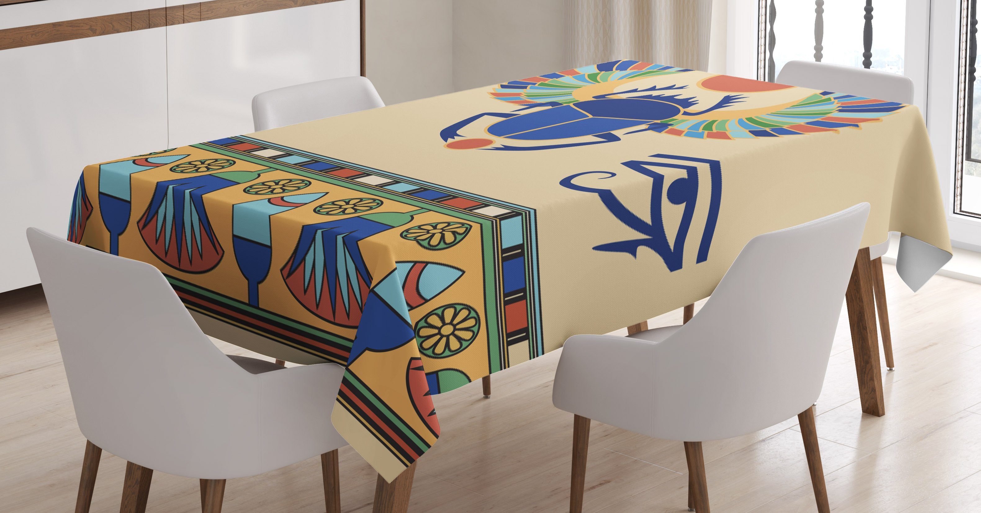 Abakuhaus Tischdecke Farbfest Waschbar Für den Außen Bereich geeignet Klare Farben, ägyptisch Scarab Eye-Motiv