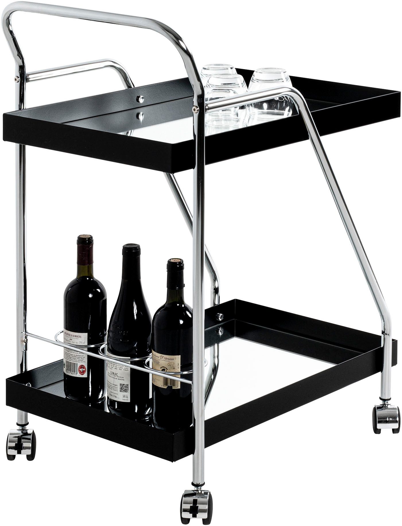 HAKU Servierwagen Dinett, Kaffeetisch, Küchenwagen, Serviertisch, Teewagen, Trolley, (1 St), rechteckig - aus Metall Silber B/T/H 62/46/84 cm