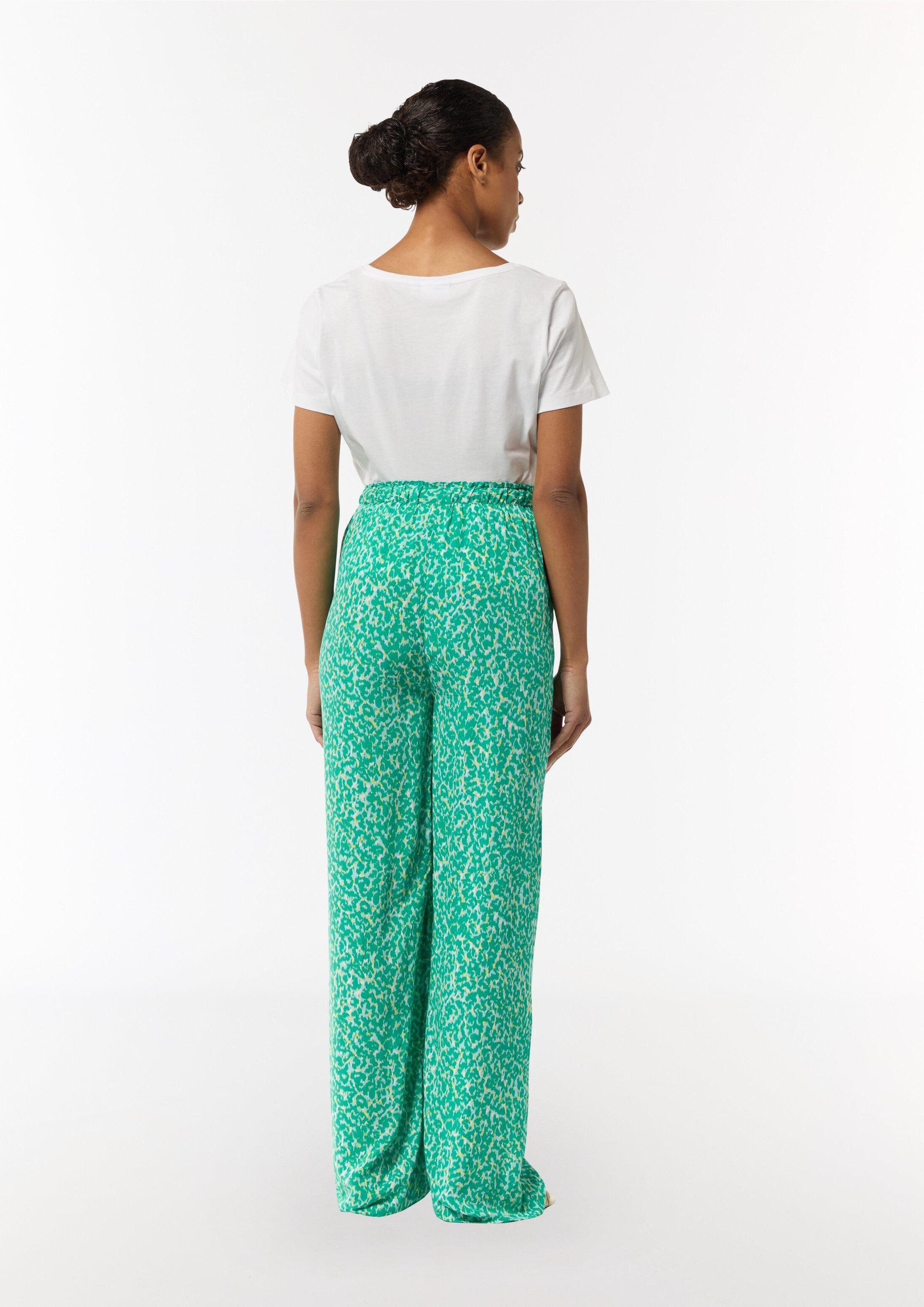 comma Chinos Hose Leichte Stoffhose mit All-over-Print und Elastikbund