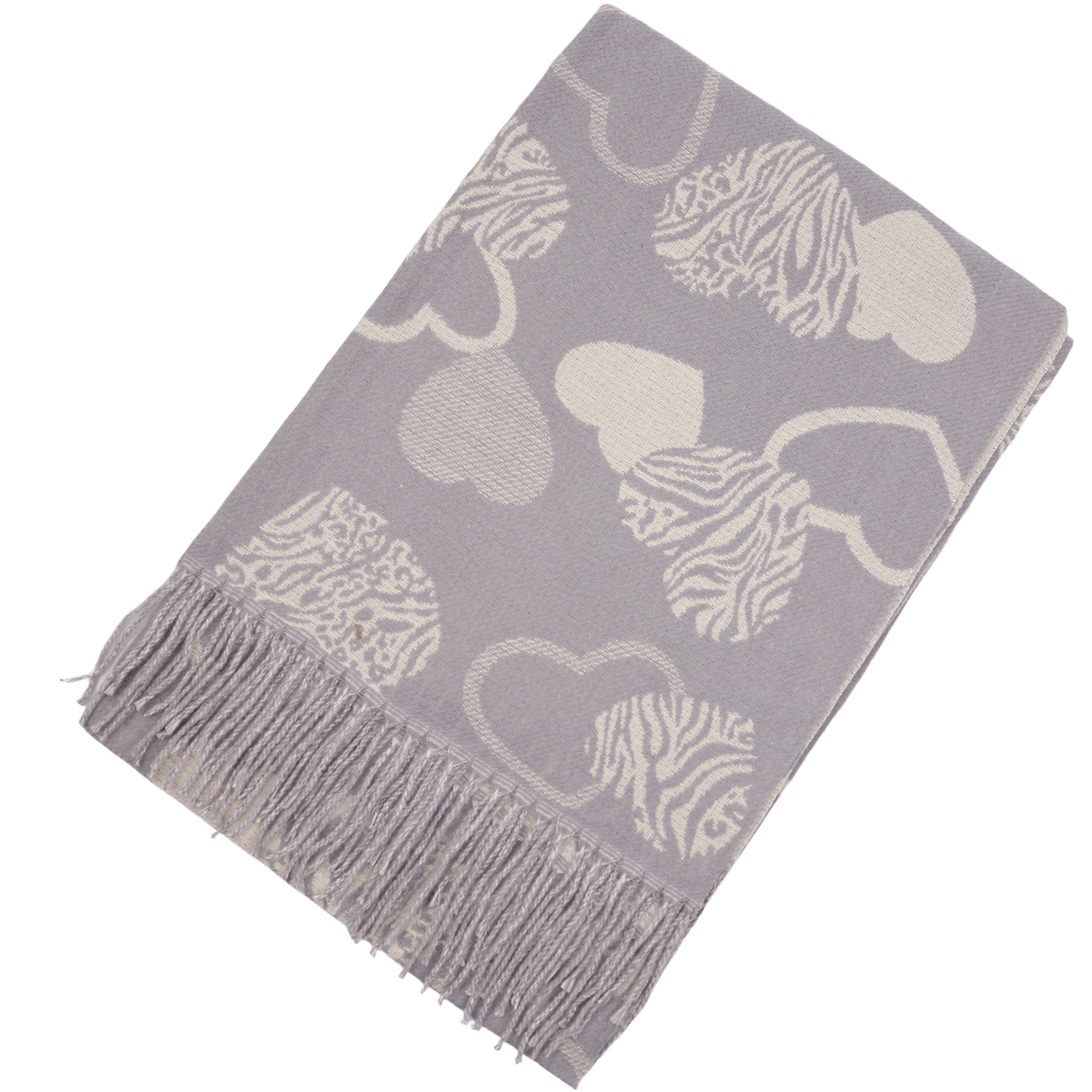 MIRROSI Modeschal weicher und warmer Schal Herz mit Fransen, 67x180cm, (Neue Kollektion Herbst/Winter 2025; ca. 315 Gramm), Damen Halstuch ideal für Herbst und Winter