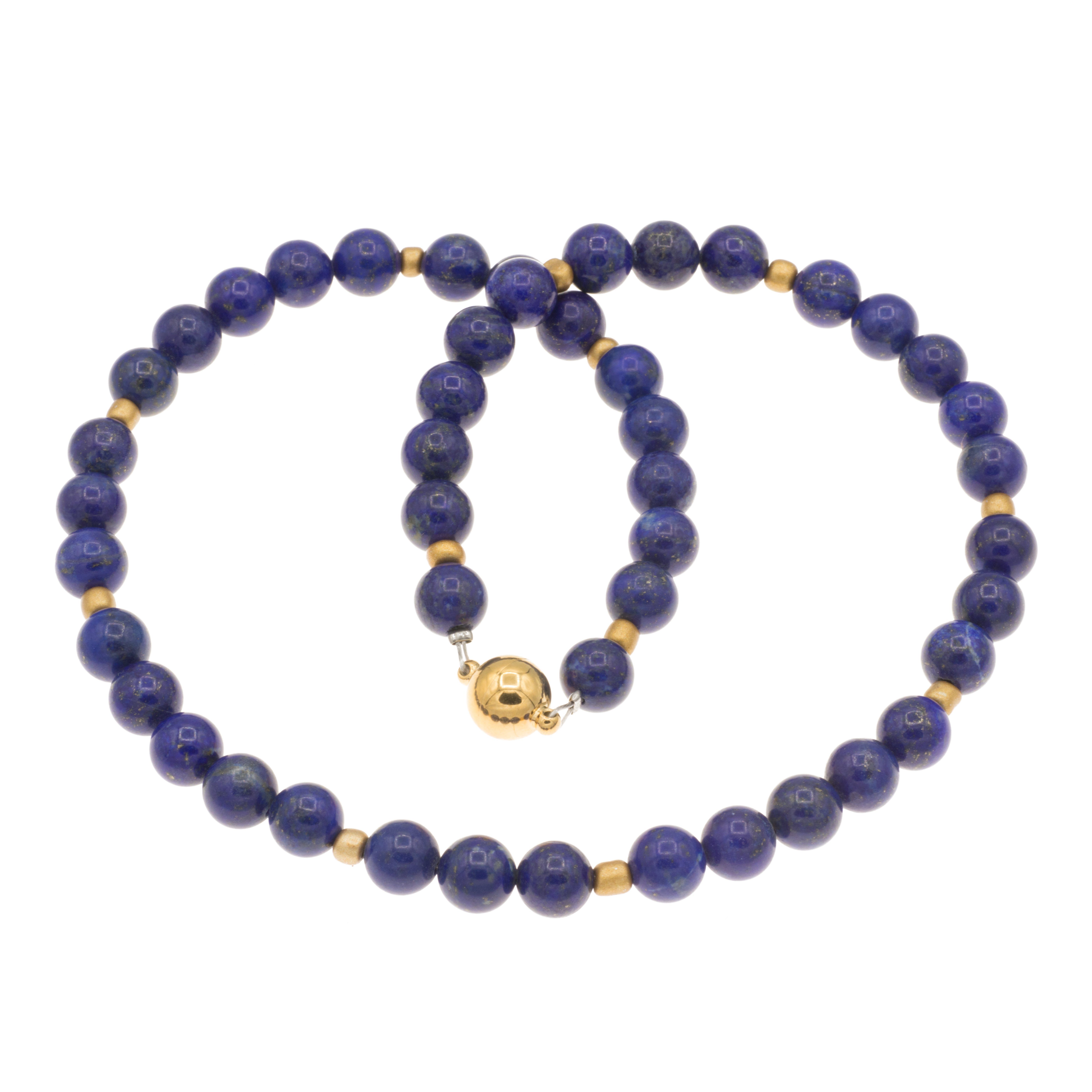 Bella Carina Perlenkette Kette mit Lapislazuli und goldfarbenen Glasperlen, mit besonders hochwertigem Lapislazuli