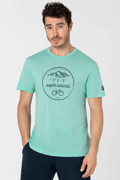 SUPER.NATURAL T-Shirt Merino T-Shirt M TRAILS TEE lässiger Print, Merino-Materialmix