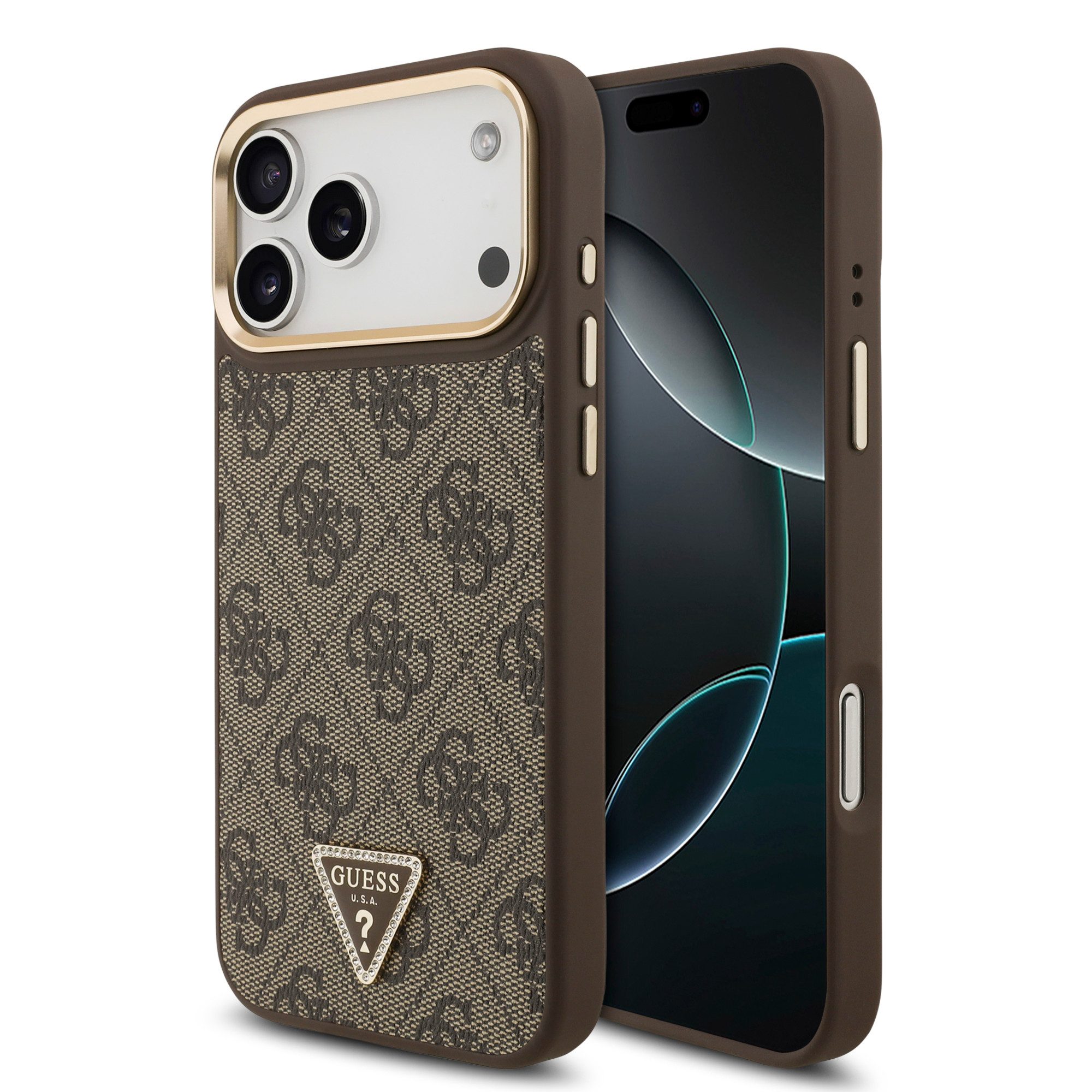 Guess Handyhülle GUESS Case für iPhone 17 Pro Max Strass Triangle Logo Handyhülle Cover