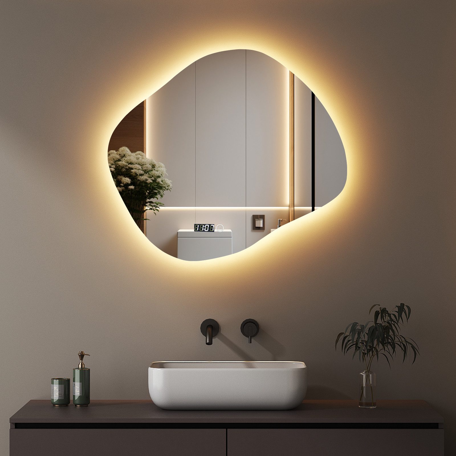 WDWRITTI Badspiegel Badezimmerspiegel mit Beleuchtung Wandspiegel Led Touch günstig online kaufen