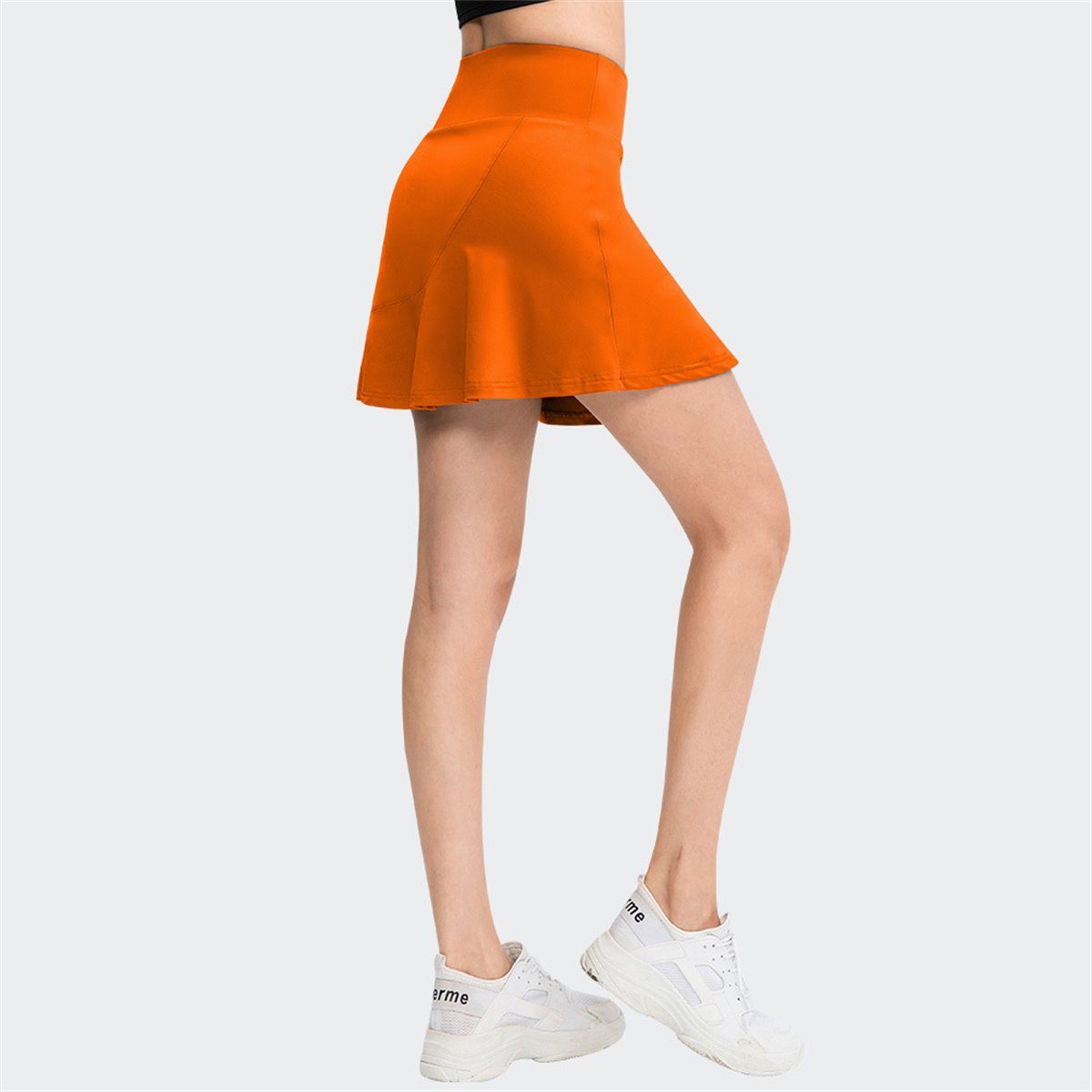 für Damen carefully Orange Anti-Licht-Schnell-Trockenlauf-Fitness-Culottes-Tennisrock selected Sporthose