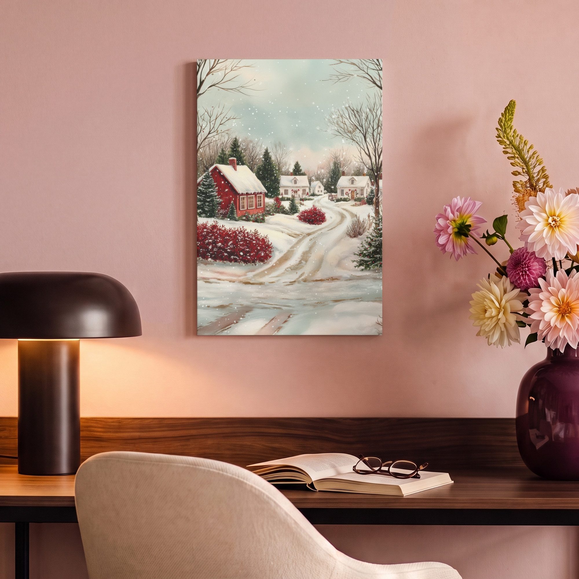 OneMillionCanvasses® Leinwandbild Weihnachtsstimmung - Ländlich - Rot, Fotodruck (1 St), Leinwand Bilder Klein, Wand Dekoration Aesthetic 30x20 cm – Bild 4 von 5