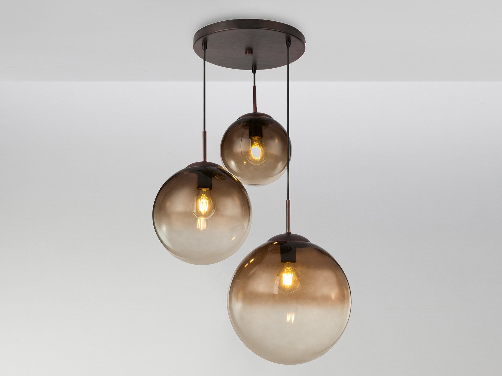 GLOBO LIGHTING LED Pendelleuchte, LED wechselbar, warmweiß, mehrere Glas-kugeln modern Designerlampe mehrflammig Treppenhaus Ø51cm