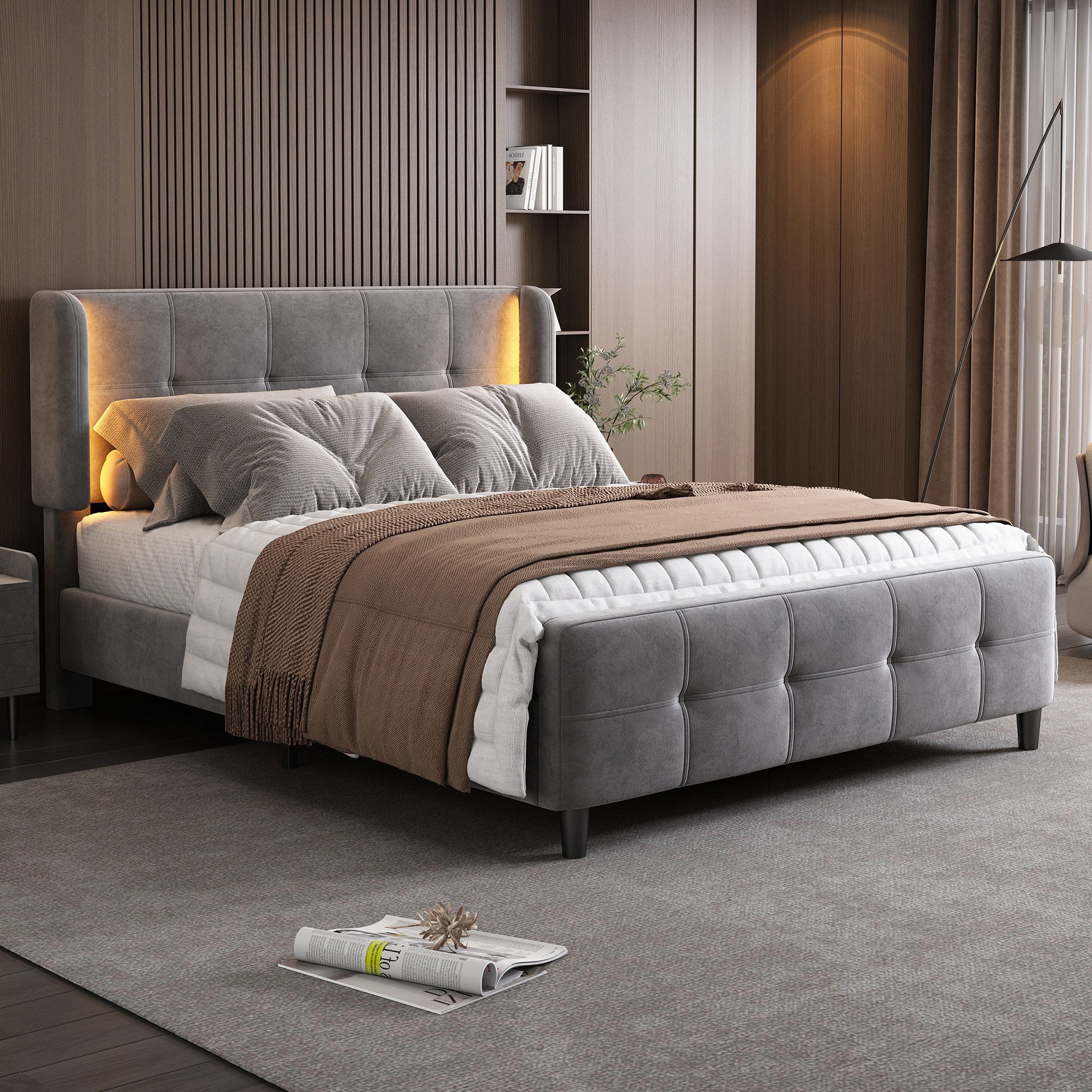 Flieks Schlafzimmer-Set, (1-tlg), LED Beleuchtung Polsterbett günstig online kaufen