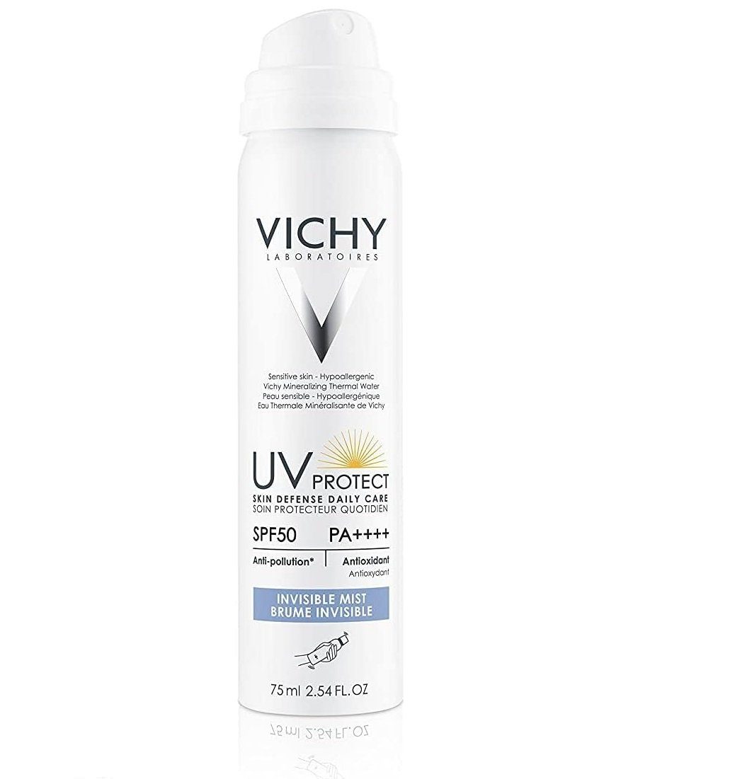Vichy Gesichts-Reinigungsspray Skin Defense Daily Care Sonnen Schutz Spray UV-Schutz 8 Std 75ml, 1-tlg., Sonnenspray Beauty Kosmetik Spray gegen Sonnenstrahlen
