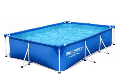 BESTWAY Framepool Steel Pro™ Frame Pool, 300 x 201 x 66 cm, ohne Pumpe, eckig, blau