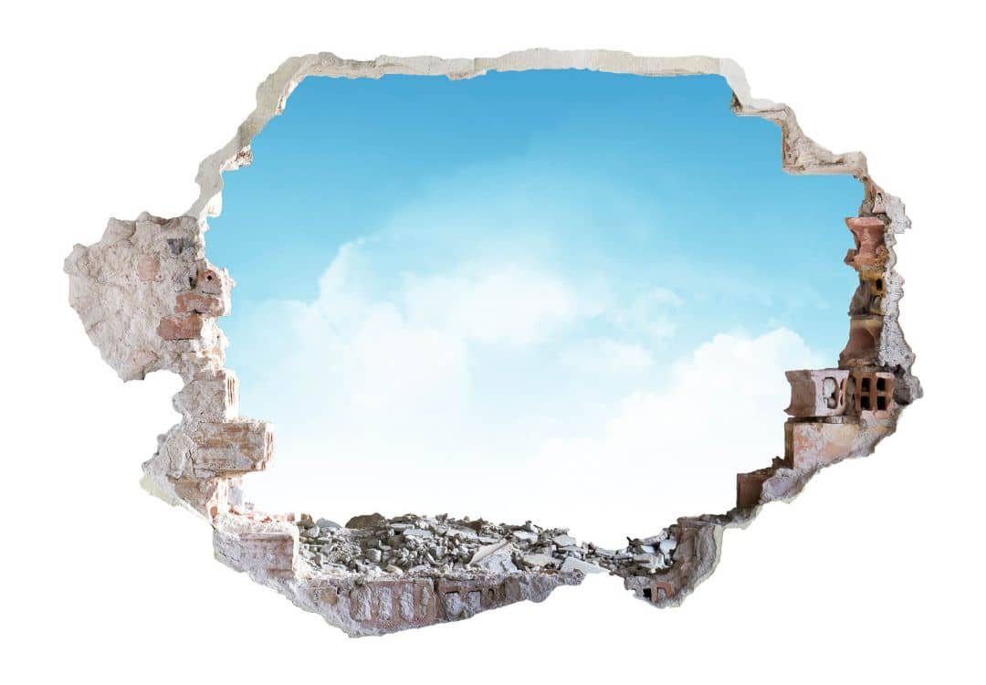 K&L Wall Art Wandtattoo 3D Wandtattoo weiße Wolken Aufkleber Himmelblau Sommer Sunny Day, Mauerdurchbruch Wandbild selbstklebend