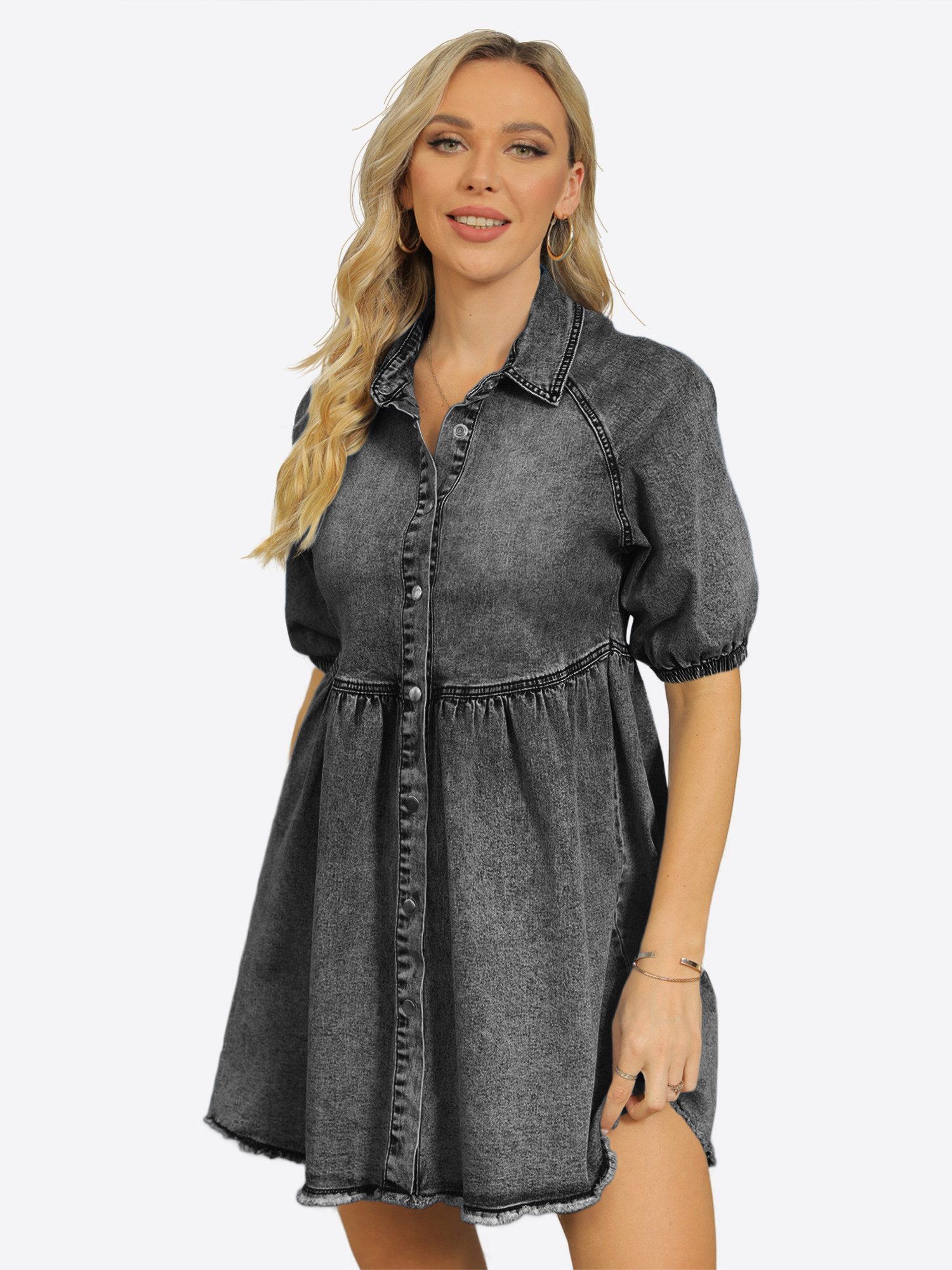 Imily Bela Jeanskleid Damen Retro Kleid mit Druckknopf (Packung, 1-tlg., 1p günstig online kaufen